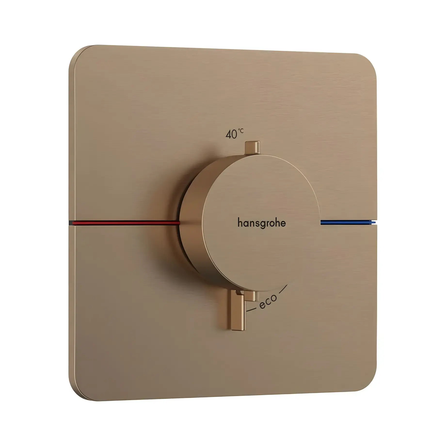 Термостат для ванни та душу ShowerSelect Comfort Q Hansgrohe 15588140 Brushed Bronze — вид на білому тлі
