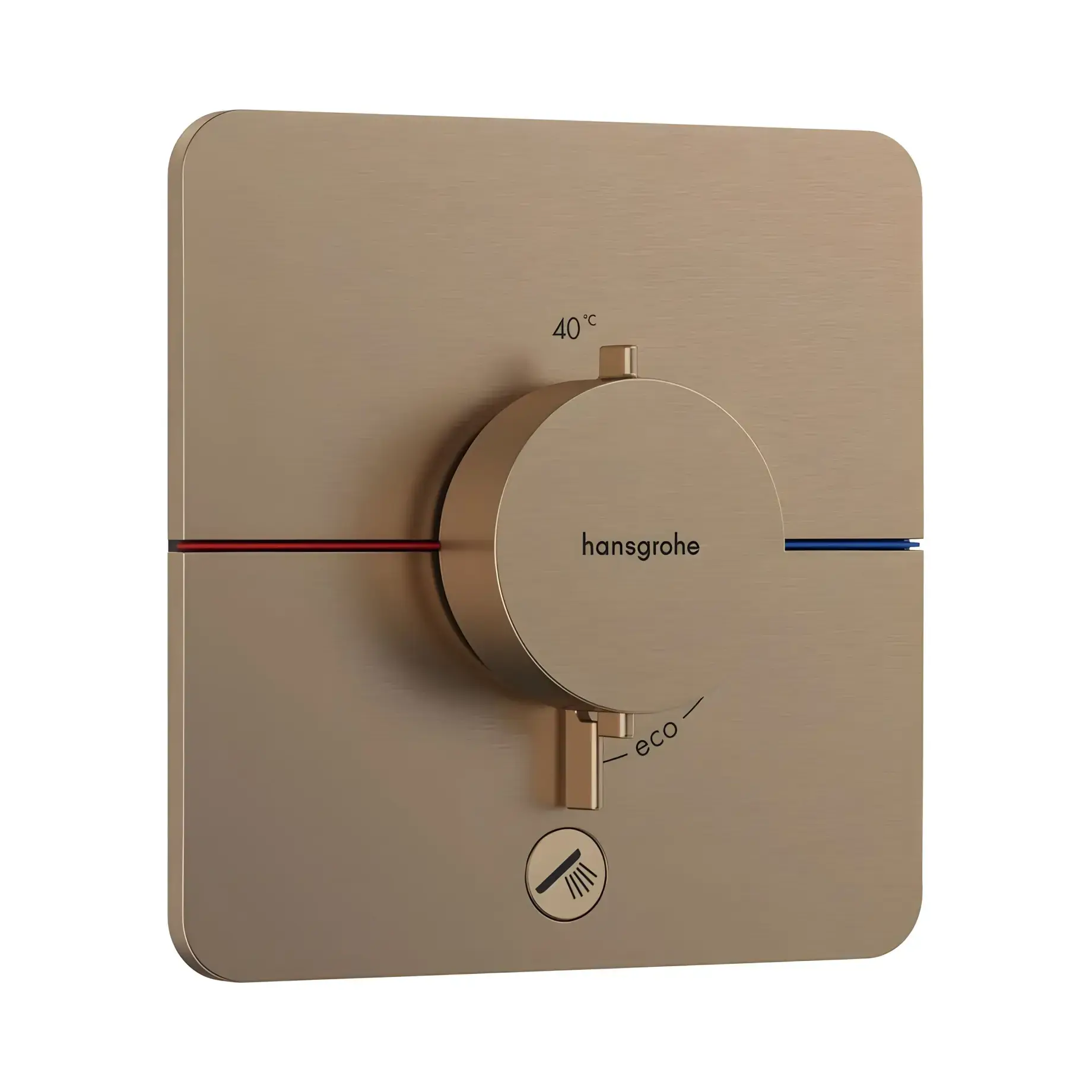 Термостат для ванни та душу ShowerSelect Comfort Q Hansgrohe 15589140 Brushed Bronze — вид на білому тлі