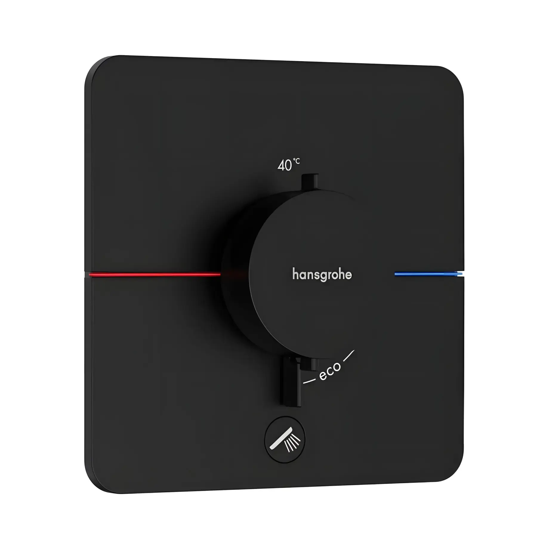 Термостат для ванни та душу ShowerSelect Comfort Q Hansgrohe 15589670 Matt Black — вид на білому тлі