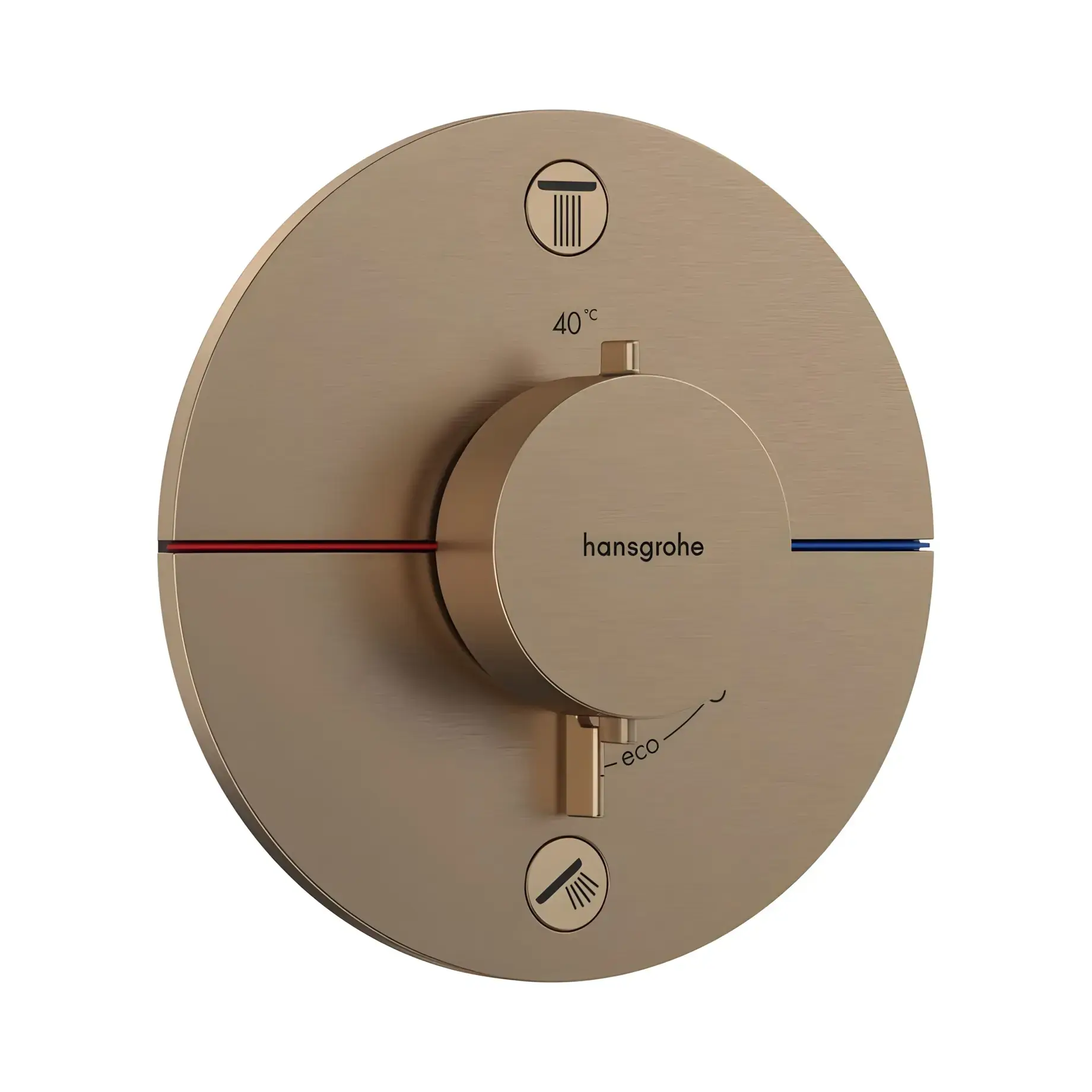 Термостат для ванни та душу ShowerSelect Comfort S Hansgrohe 15554140 Brushed Bronze — вид на білому тлі