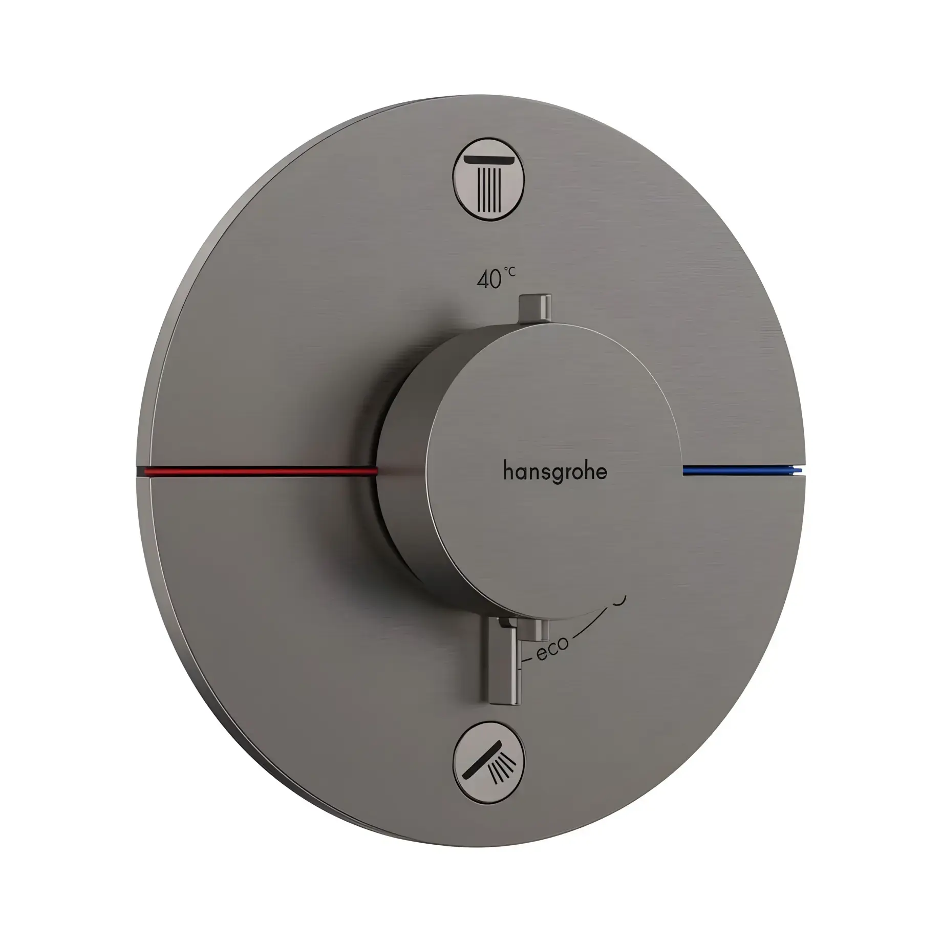 Термостат для ванни та душу ShowerSelect Comfort S Hansgrohe 15554340 Brushed Black Chrome — вид на білому тлі