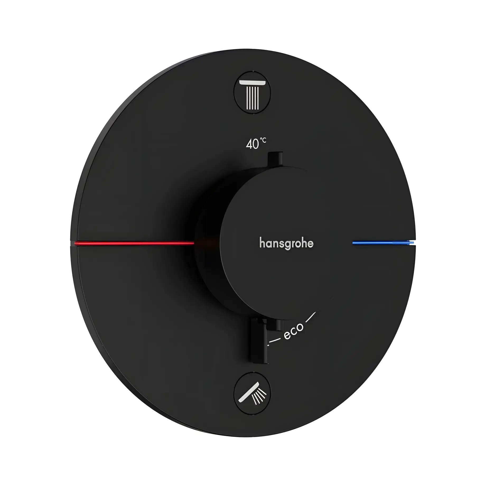 Термостат для ванни та душу ShowerSelect Comfort S Hansgrohe 15554670 Matt Black — вид на білому тлі