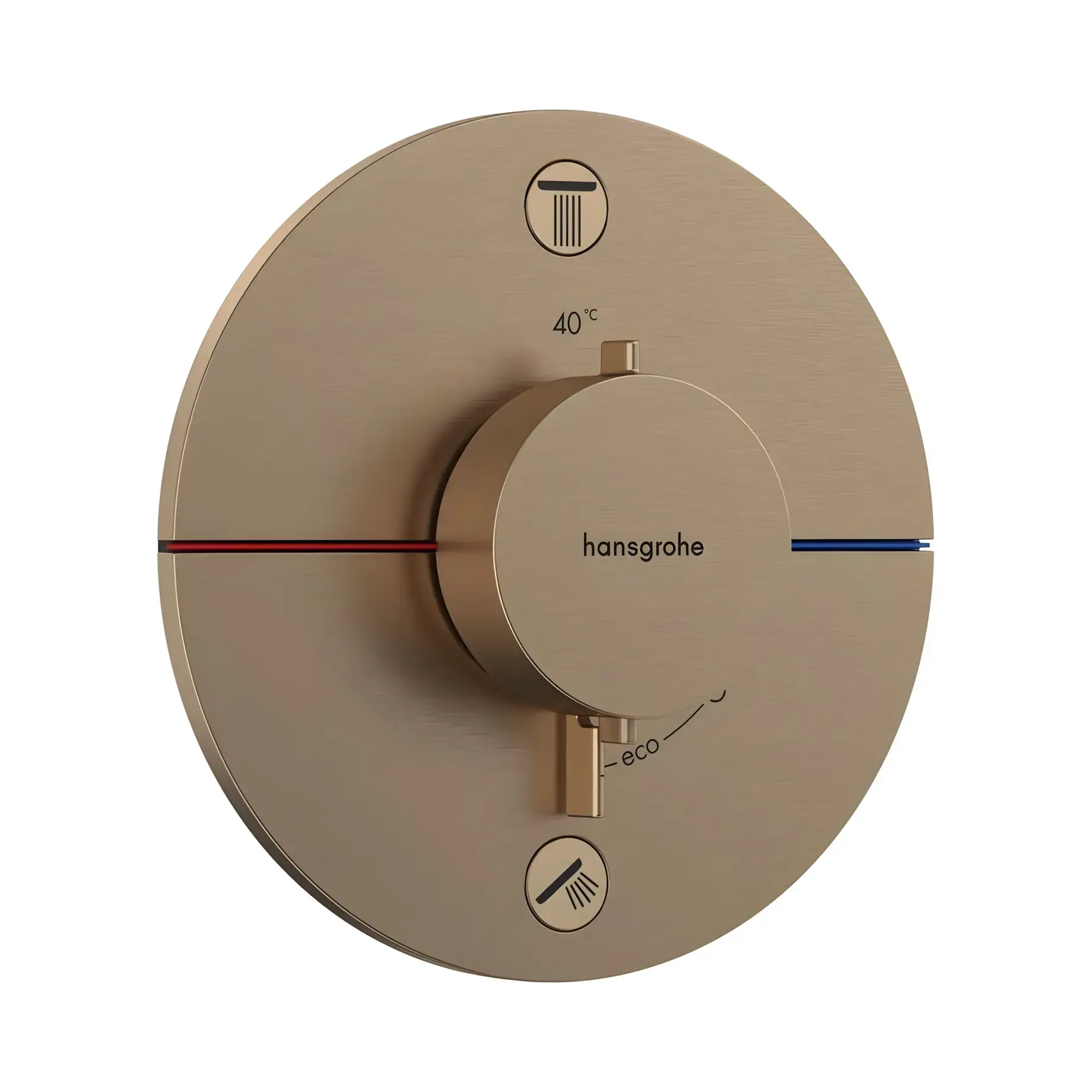 Термостат для ванни та душу ShowerSelect Comfort S Hansgrohe 15556140 Brushed Bronze — вид на білому тлі