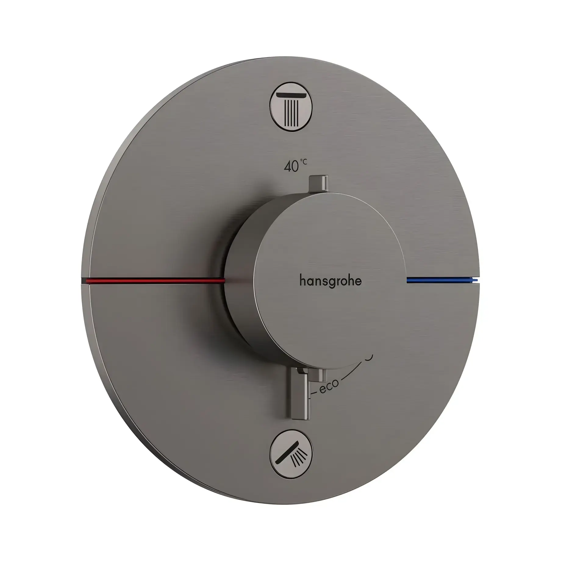 Термостат для ванни та душу ShowerSelect Comfort S Hansgrohe 15556340 Brushed Black Chrome — вид на білому тлі