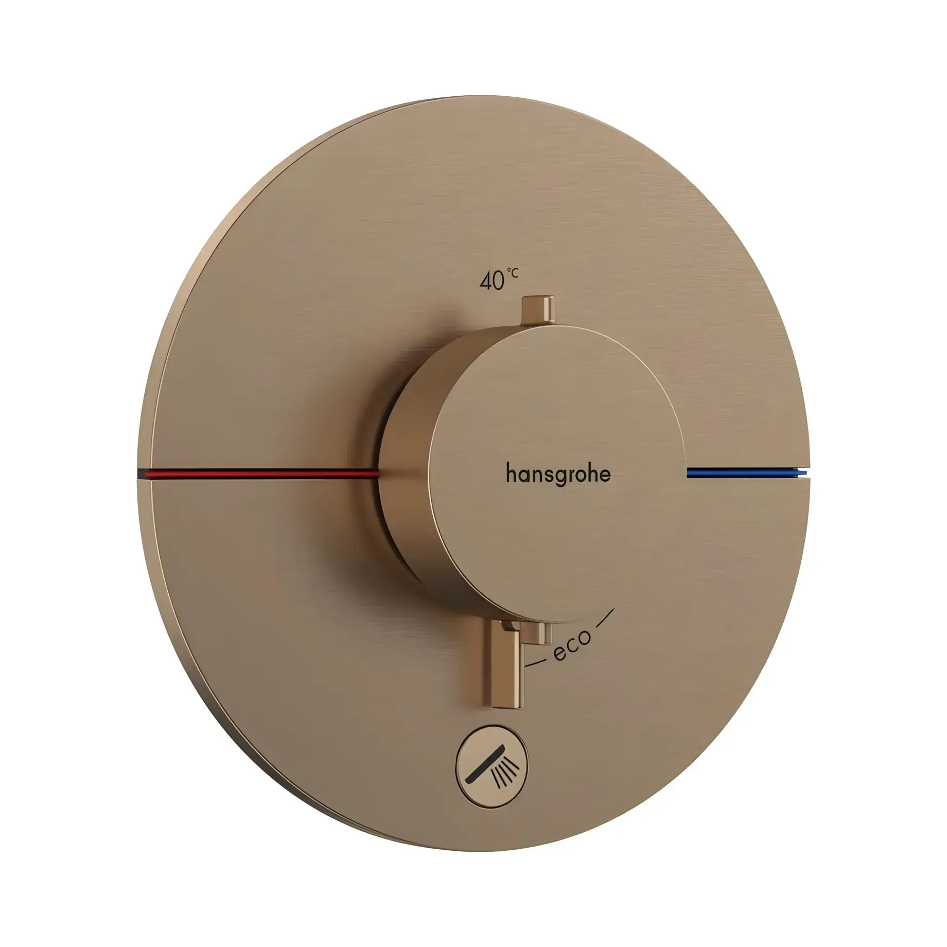 Термостат для ванни та душу ShowerSelect Comfort S Hansgrohe 15562140 Brushed Bronze — вид на білому тлі