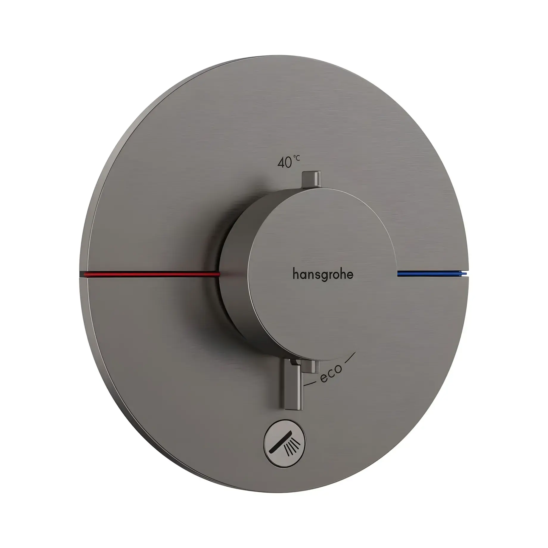 Термостат для ванни та душу ShowerSelect Comfort S Hansgrohe 15562340 Brushed Black Chrome — вид на білому тлі