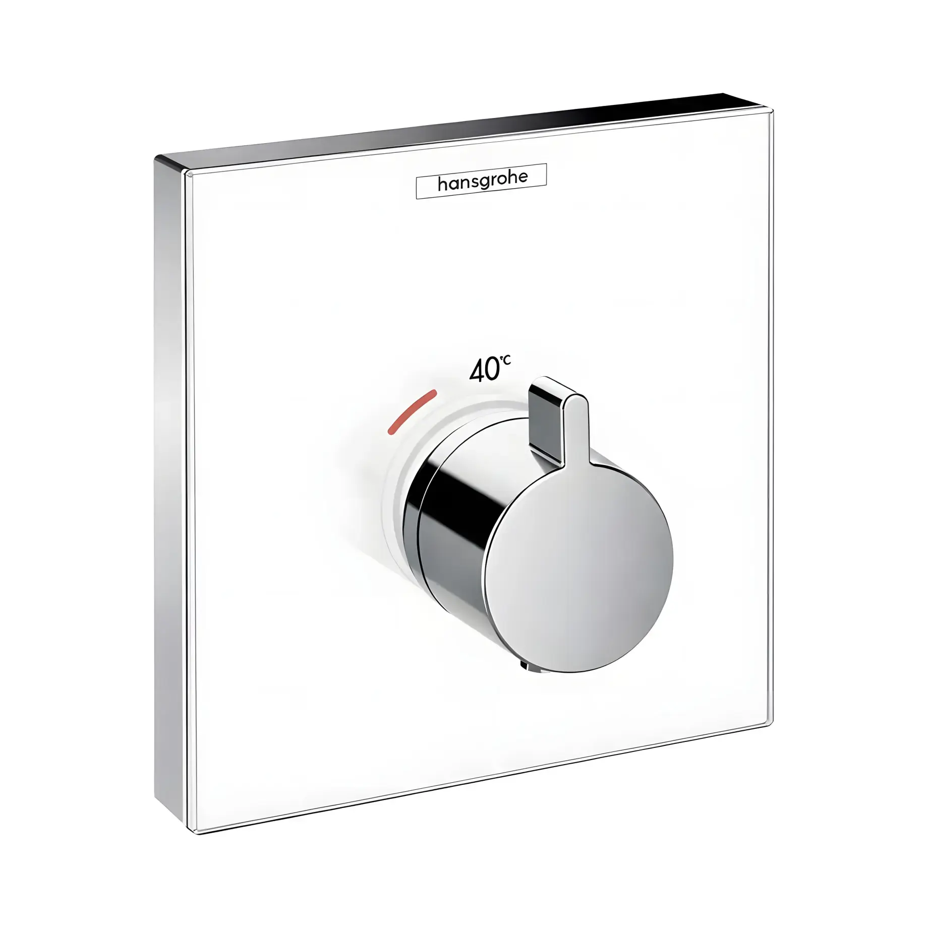 Термостат для ванни та душу ShowerSelect Glass HighFlow Hansgrohe 15734400 White / Chrome — вид на білому тлі