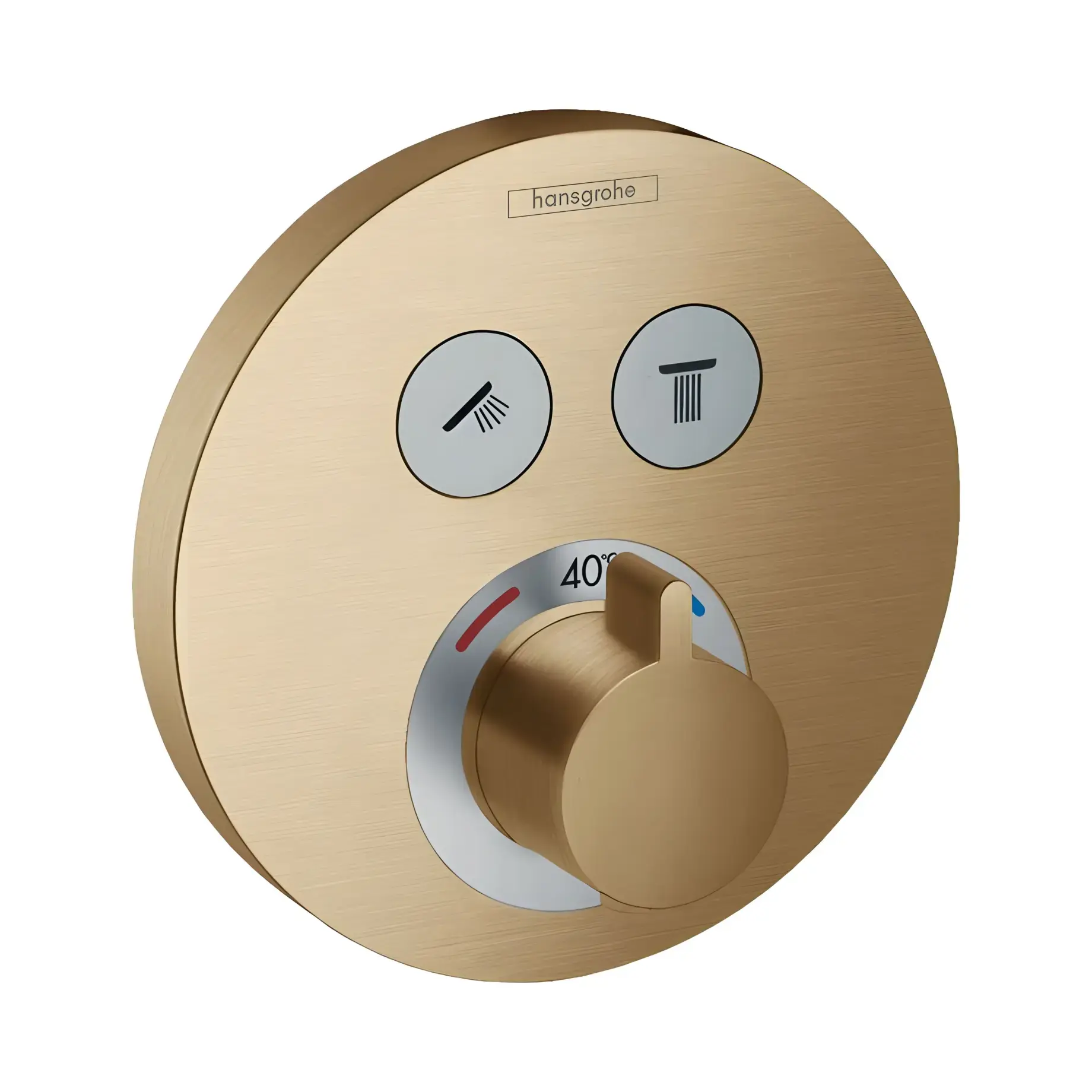 Термостат для ванни та душу ShowerSelect S Hansgrohe 15743140 Brushed Bronze — вид на білому тлі