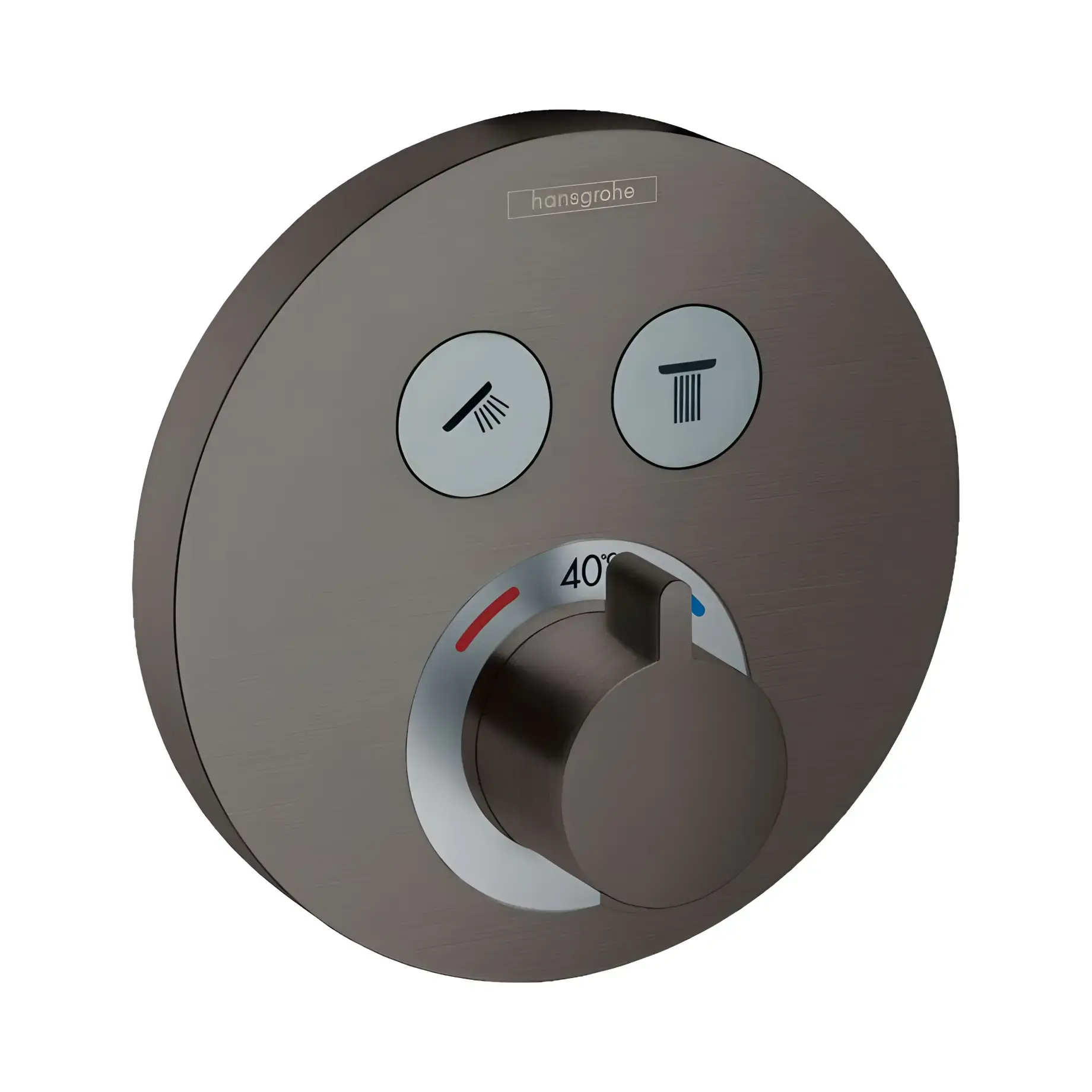 Термостат для ванни та душу ShowerSelect S Hansgrohe 15743340 Brushed Black Chrome — вид на білому тлі