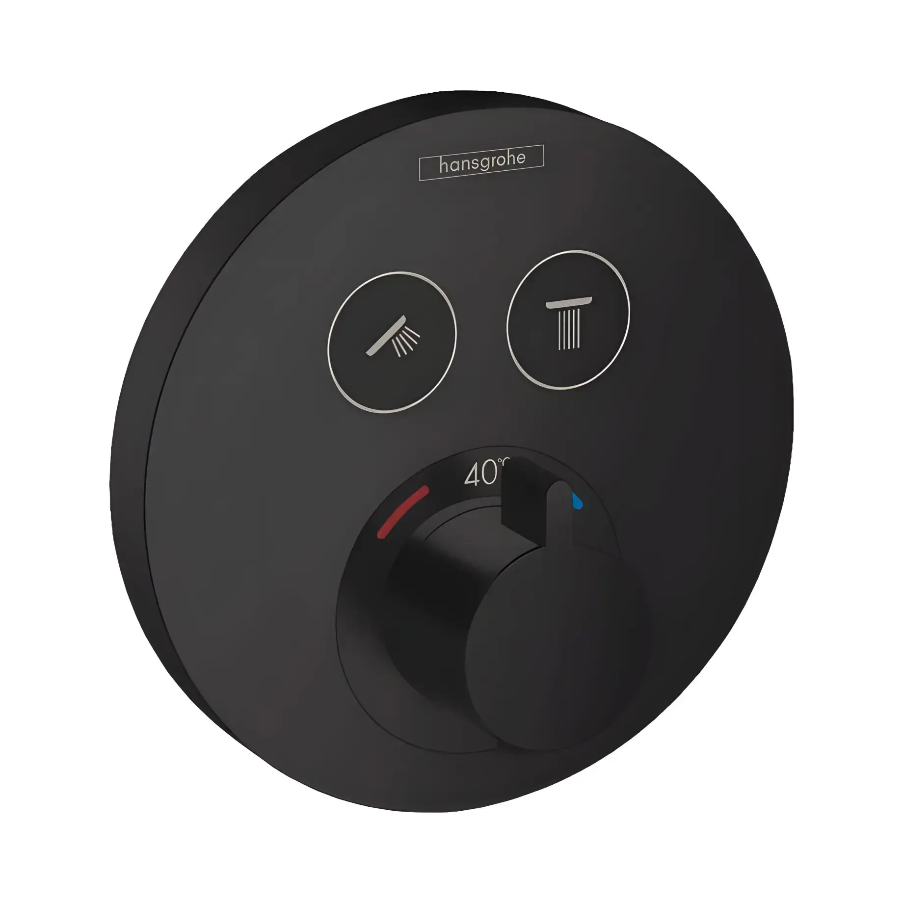 Термостат для ванни та душу ShowerSelect S Hansgrohe 15743670 Matt Black — вид на білому тлі