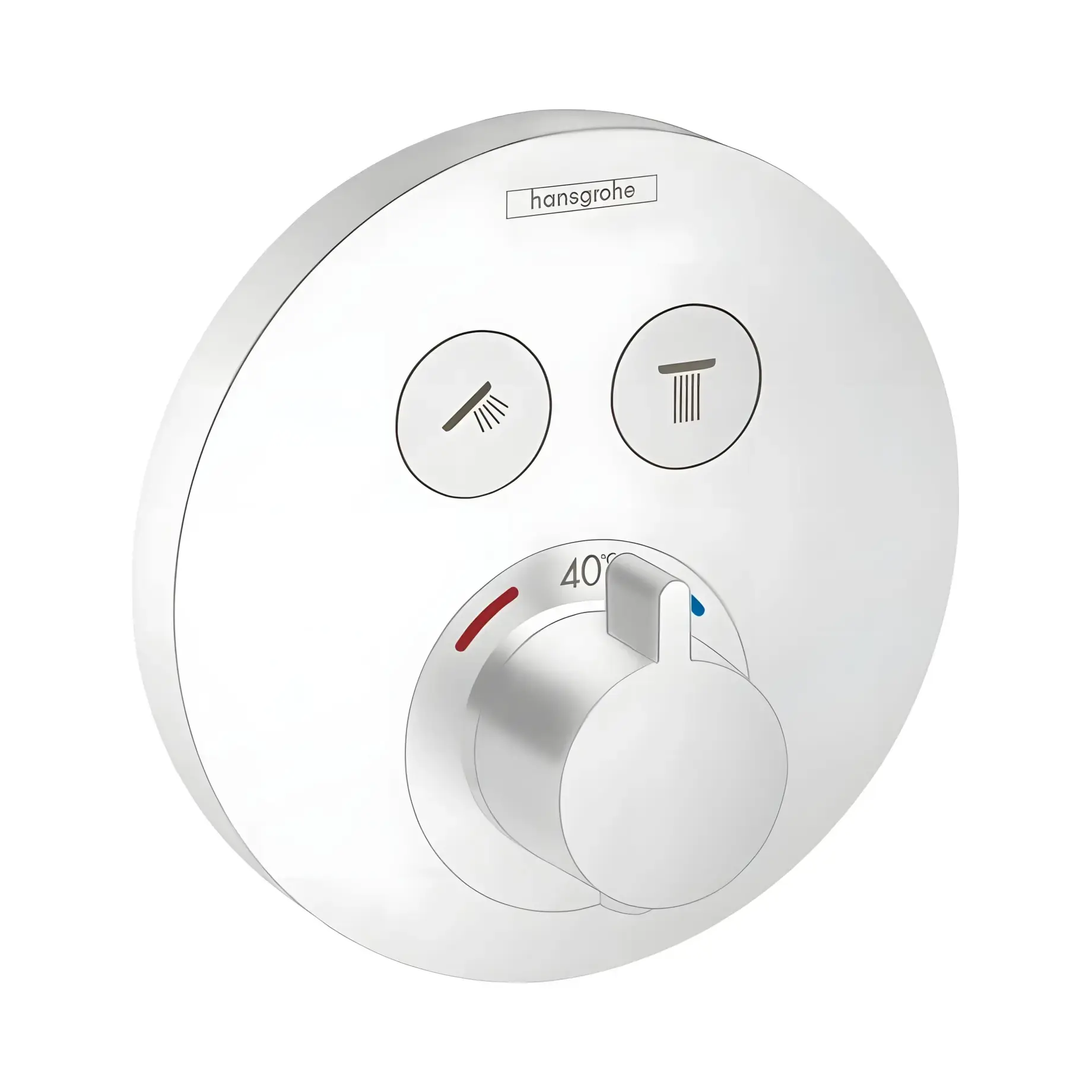 Термостат для ванни та душу ShowerSelect S Hansgrohe 15743700 White Matt — вид на білому тлі