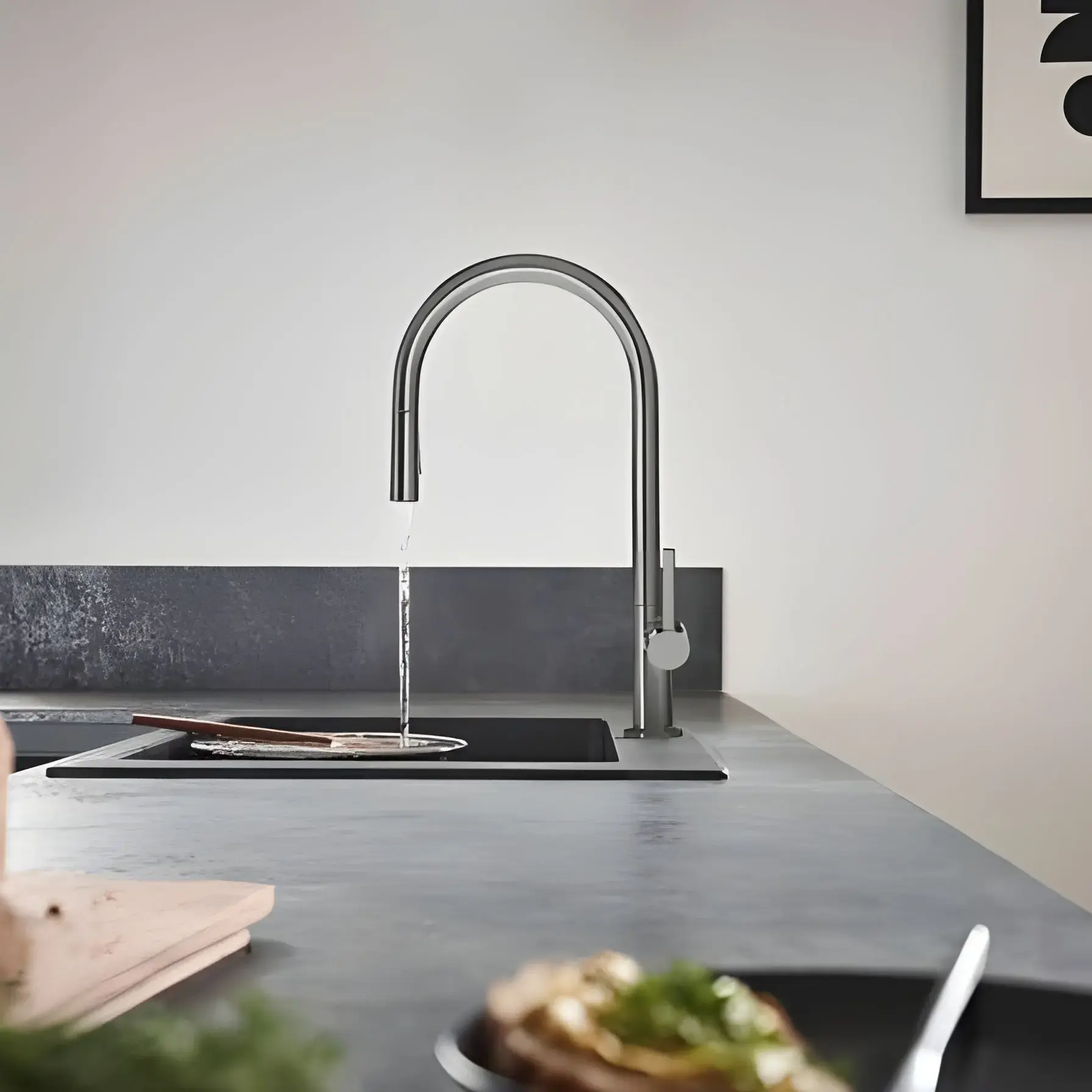 Змішувач для кухні Talis M54 Hansgrohe 72801340 Brushed Black Chrome — вид спереду