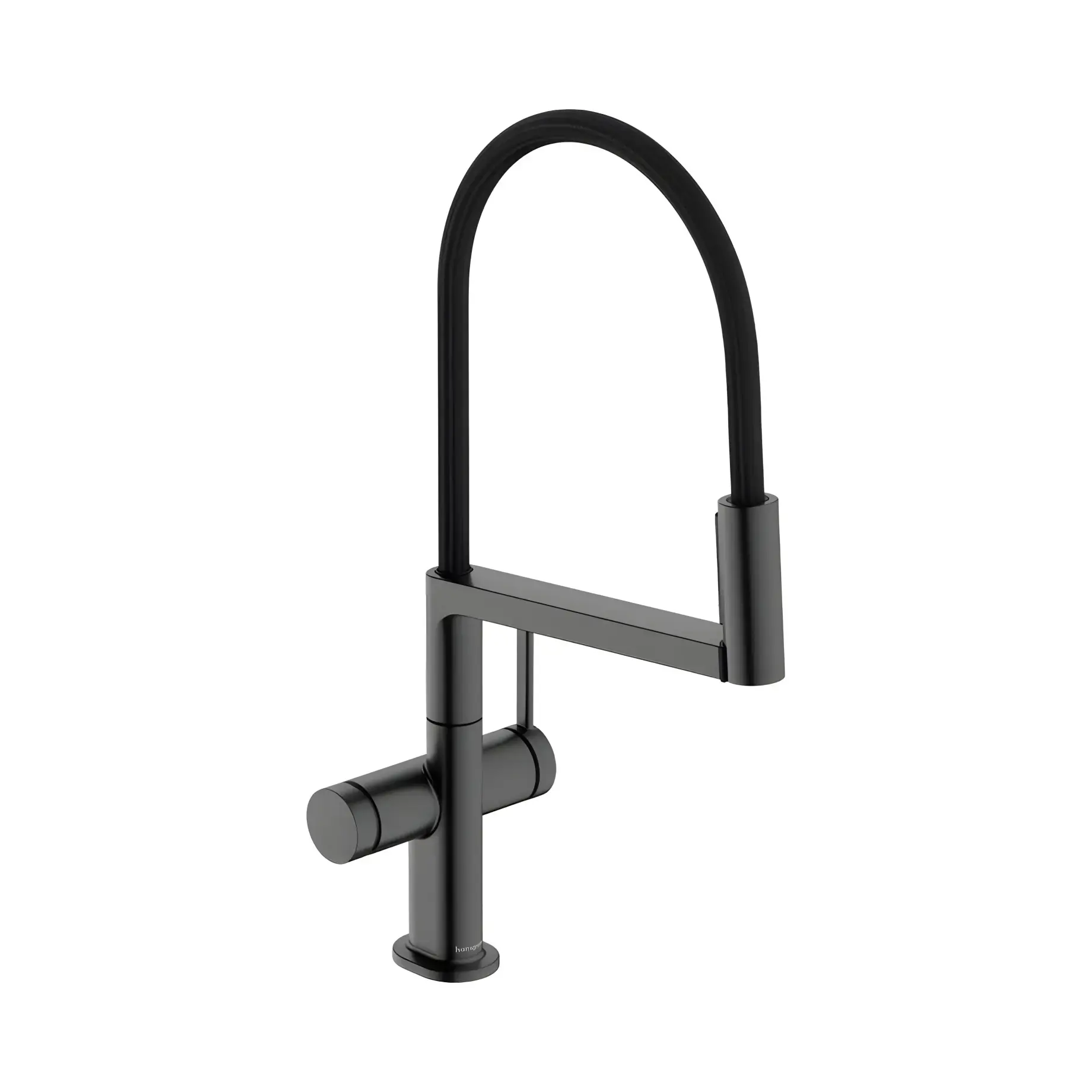 Змішувач для кухні Talis Select M54 PowderSpray Hansgrohe 72861340 Brushed Black Chrome — вид на білому тлі