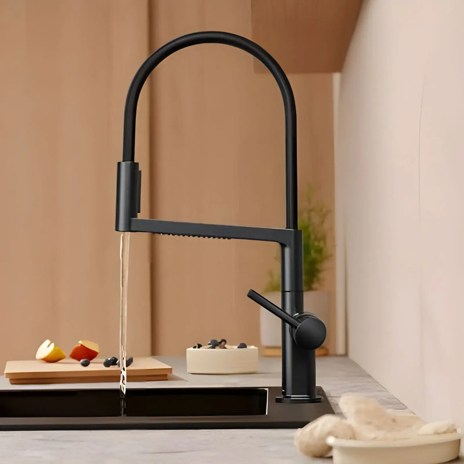 Змішувач для кухні Talis Select M54 PowderSpray Hansgrohe 72861340 Brushed Black Chrome — вид спереду