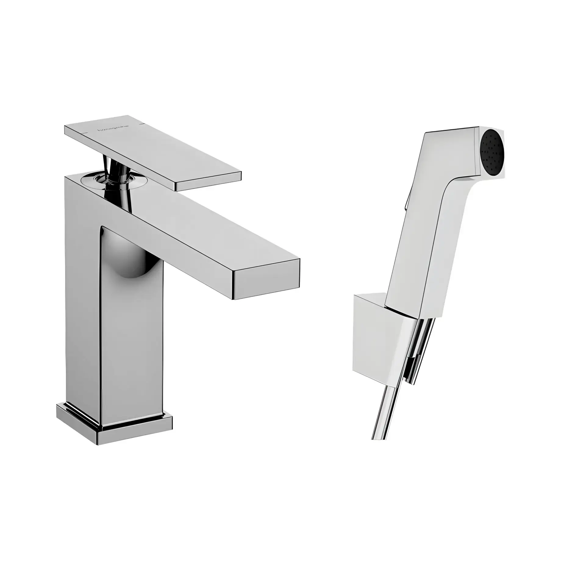 Змішувач для раковини з гігієнічним душем Tecturis E Hansgrohe 73210000 Chrome — вид на білому тлі