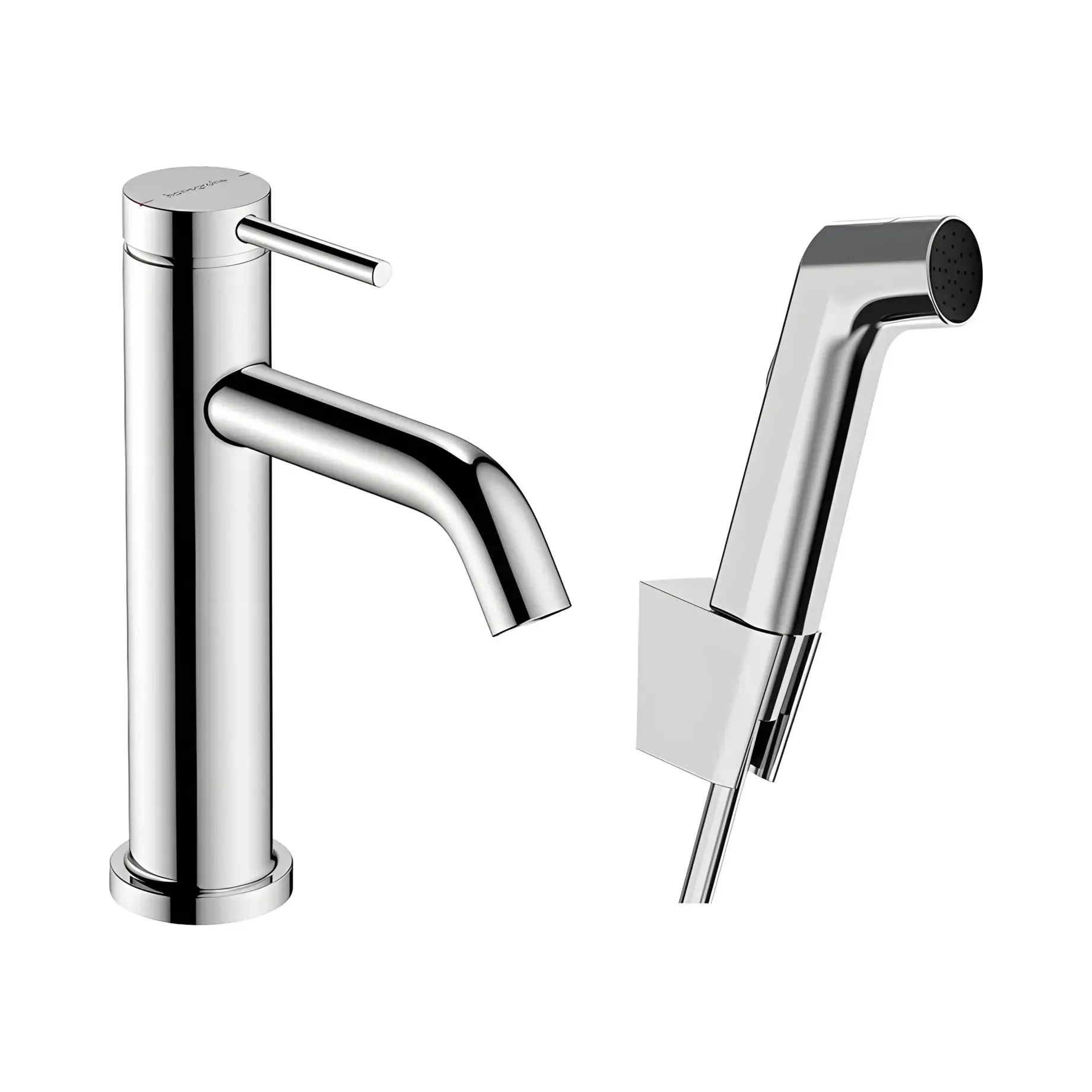 Змішувач для раковини з гігієнічним душем Tecturis S Hansgrohe 73211000 Chrome — вид на білому тлі