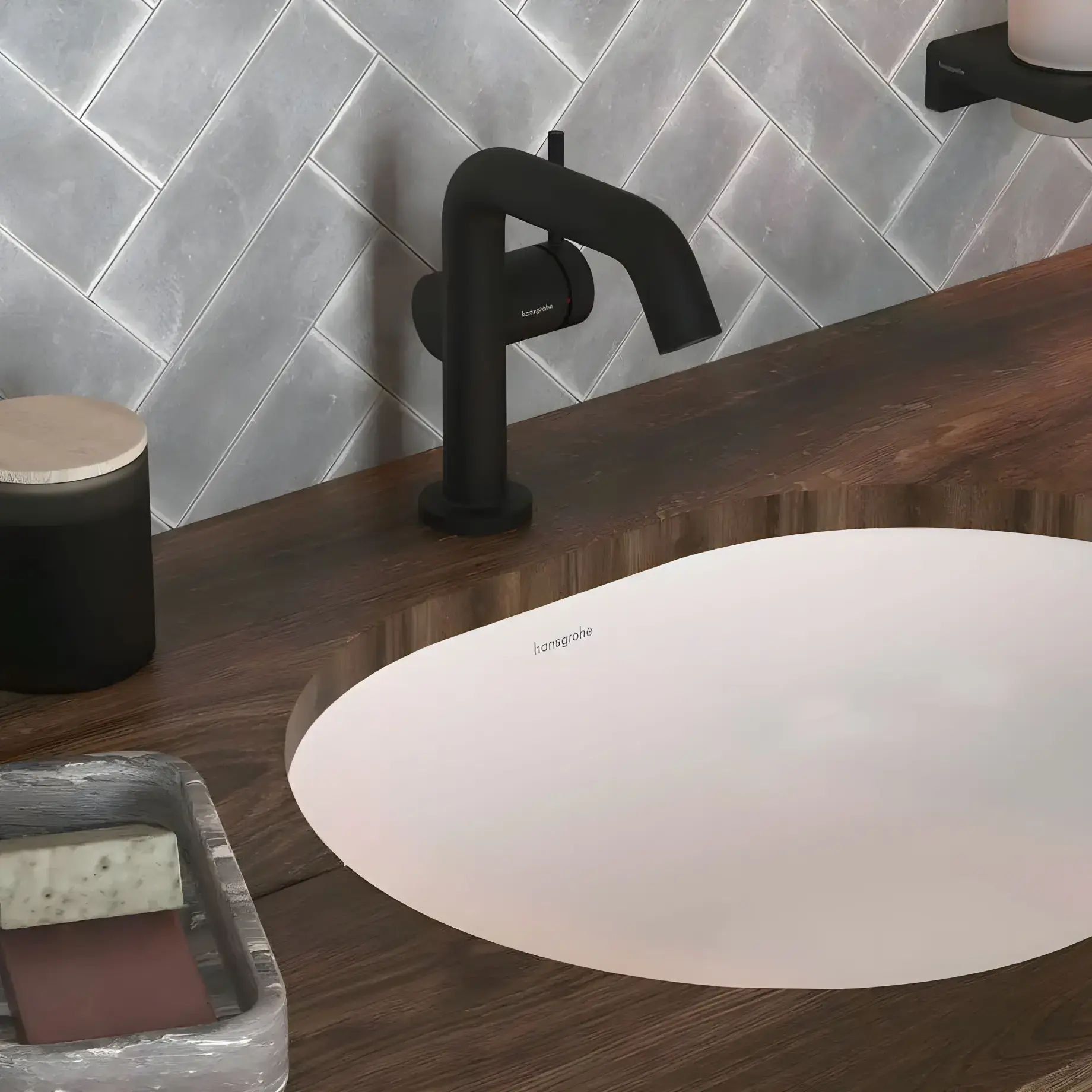 Змішувач для раковини Tecturis S Hansgrohe 73322670 Matt Black — вид спереду