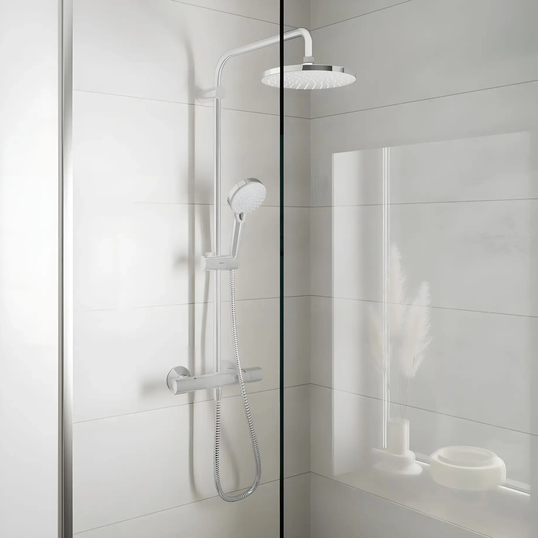Душова система з термостатом Vernis Blend Hansgrohe 26089000 Chrome — вид спереду