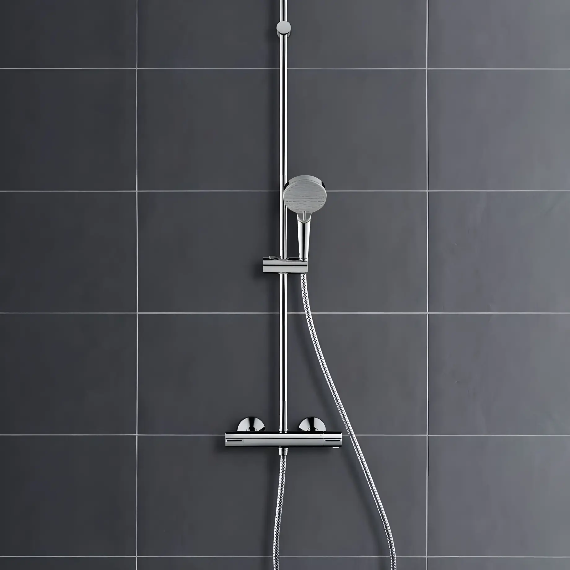 Душова система з термостатом Vernis Blend Hansgrohe 26276000 Chrome — вид спереду