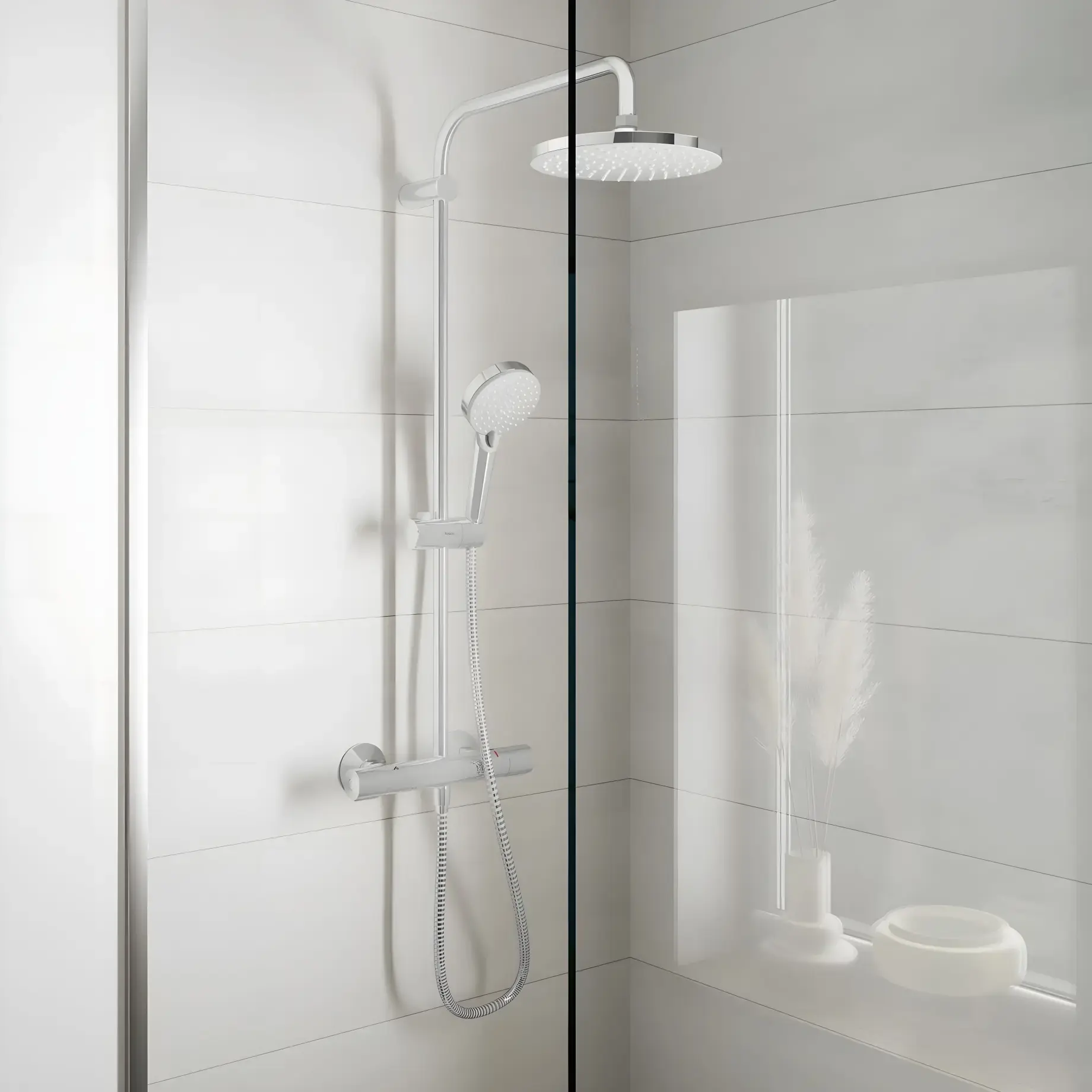 Душова система з термостатом Vernis Blend Hansgrohe 26276000 Chrome — вид згори