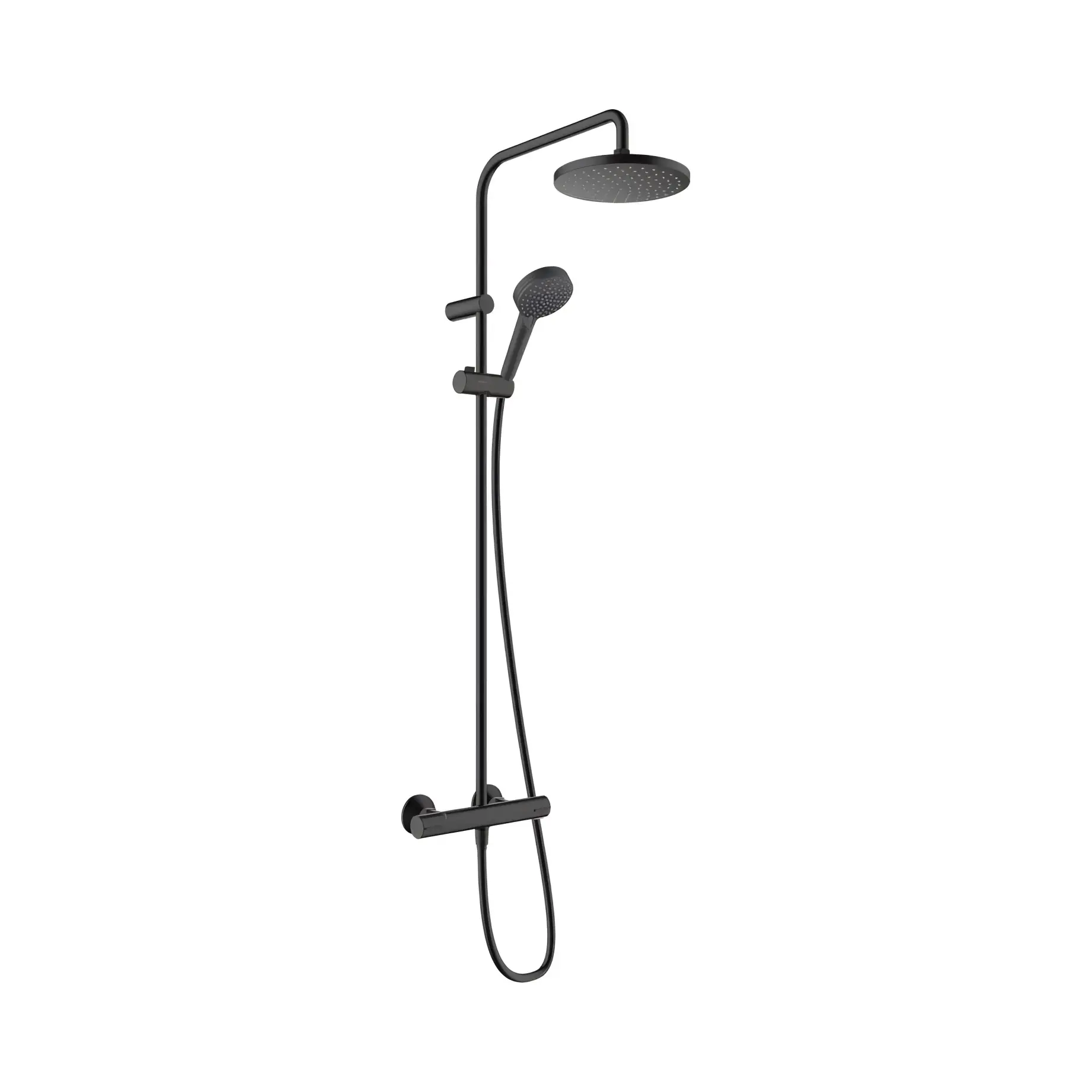 Душова система з термостатом Vernis Blend Hansgrohe 26276670 Matt Black — вид на білому тлі