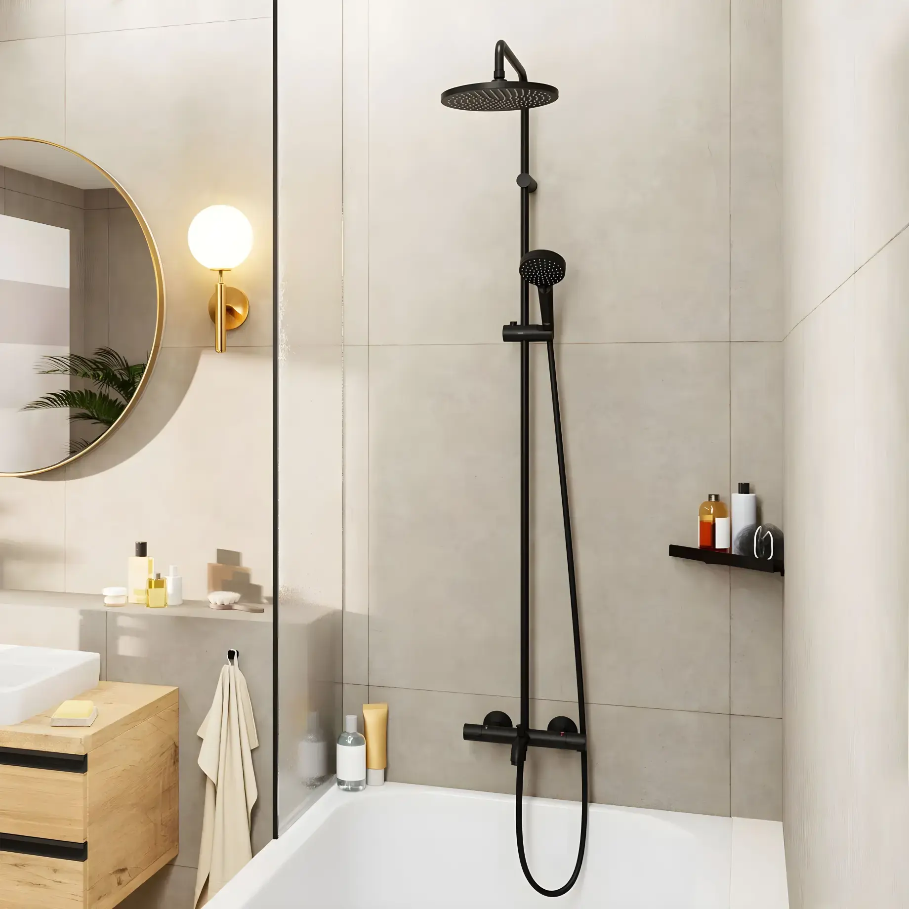 Душова система з термостатом Vernis Blend Hansgrohe 26899670 — вид спереду