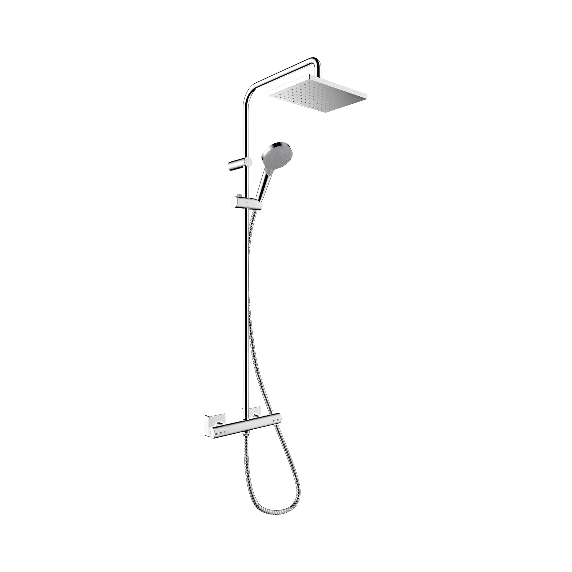 Душова система з термостатом Vernis Shape Hansgrohe 26097000 Chrome — вид на білому тлі
