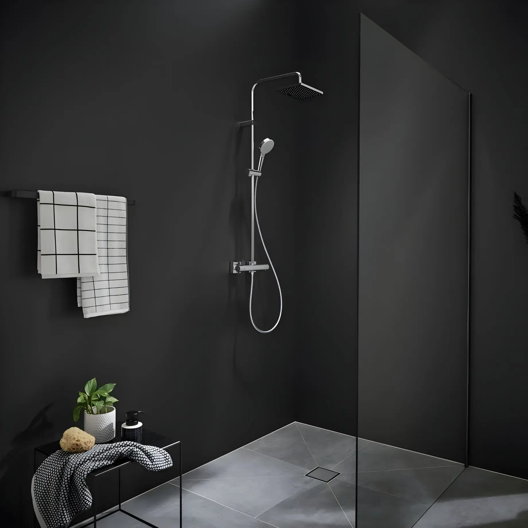 Душевая система с термостатом Vernis Shape Hansgrohe 26097000 — вид спереди