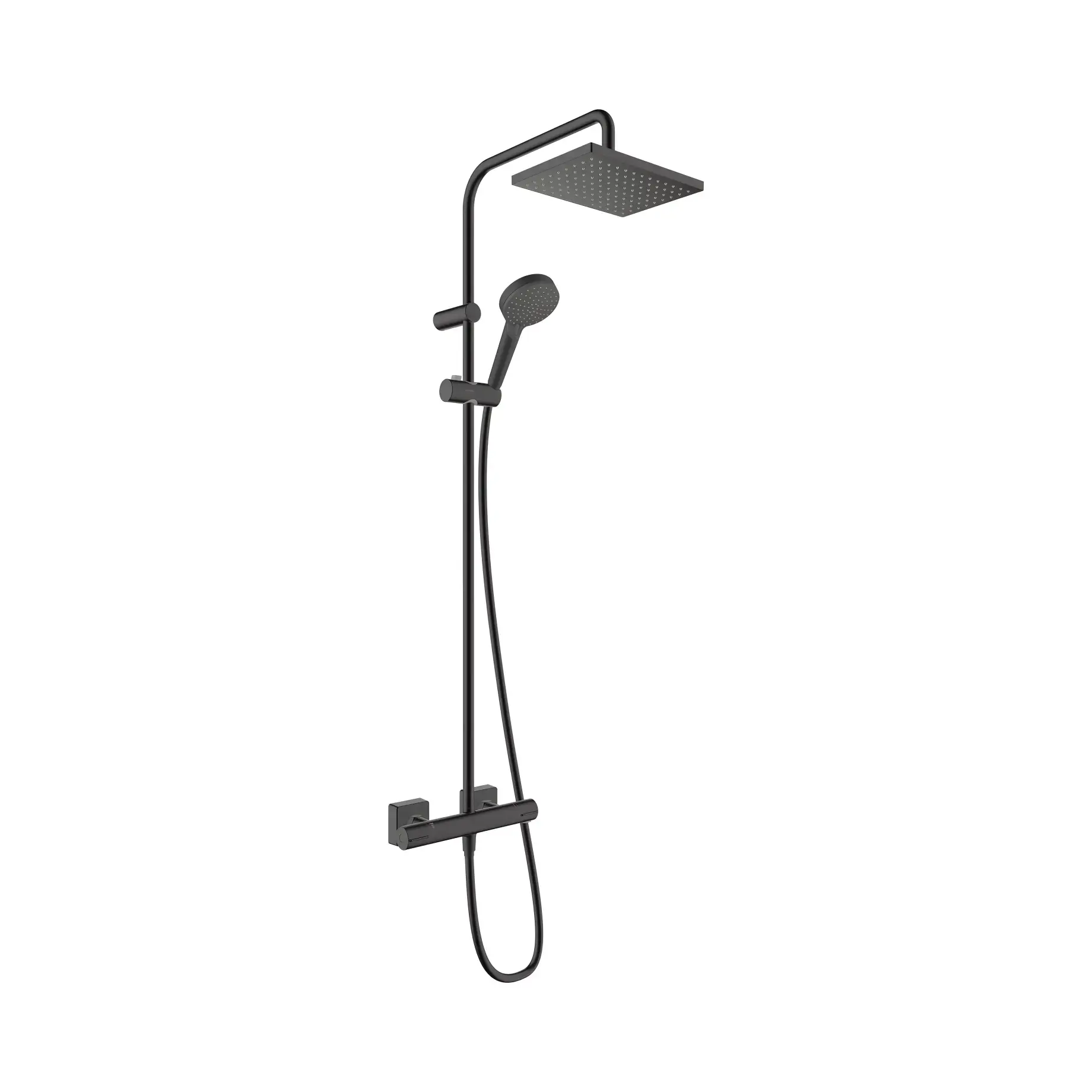 Душова система з термостатом Vernis Shape Hansgrohe 26097670 Matt Black — вид на білому тлі