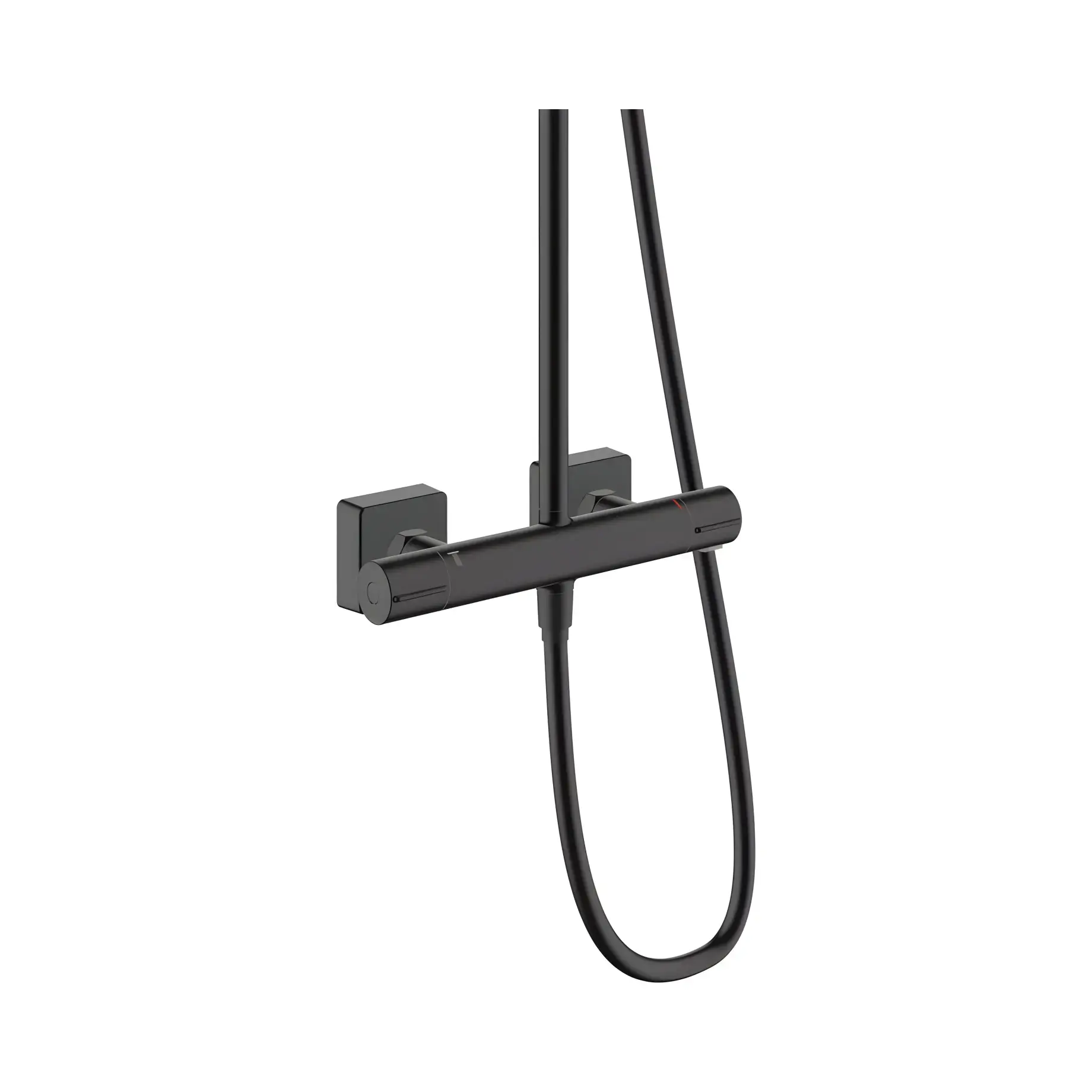 Душова система з термостатом Vernis Shape Hansgrohe 26286670 Matt Black — бічний ракурс