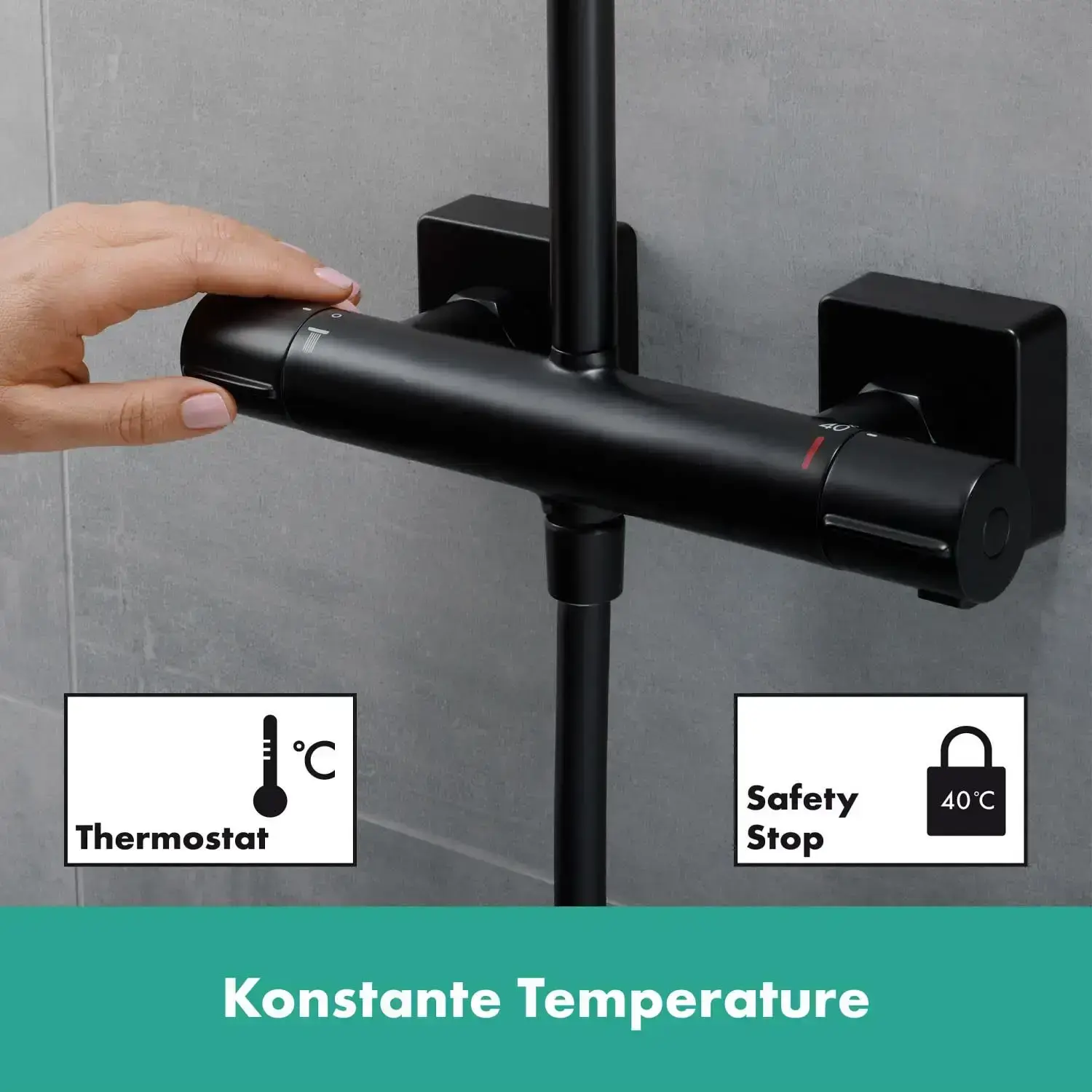 Душова система з термостатом Vernis Shape Hansgrohe 26429670 — ракурс 3/4