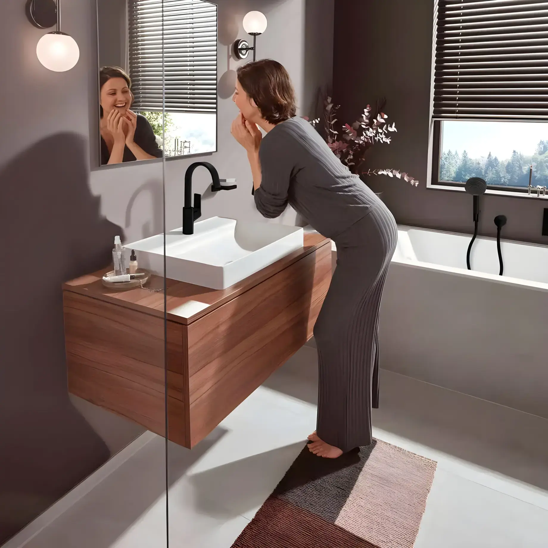 Змішувач для раковини Vivenis Hansgrohe 75030670 Matt Black — бічний ракурс
