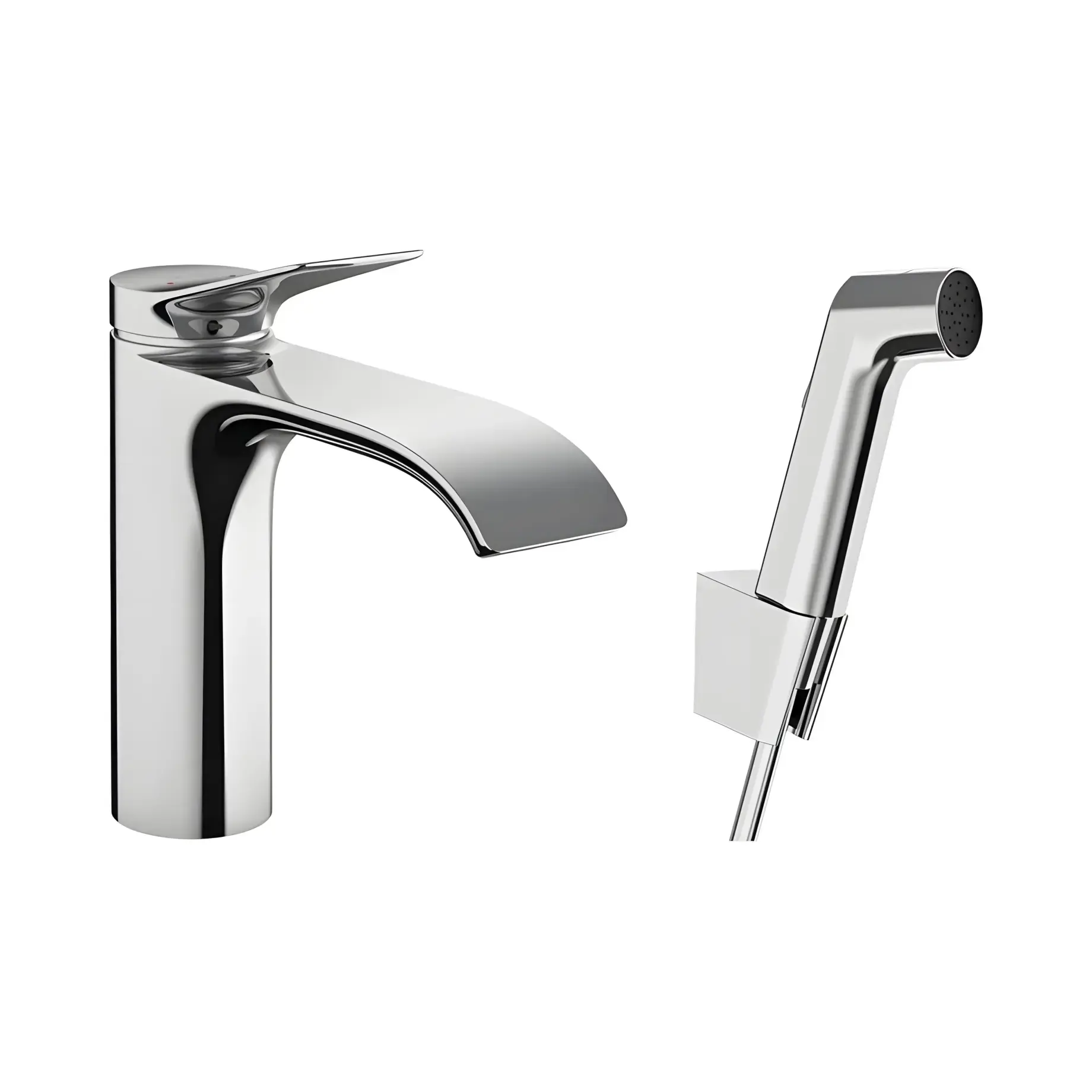 Змішувач для раковини з гігієнічним душем Vivenis Hansgrohe 75210000 Chrome — вид на білому тлі