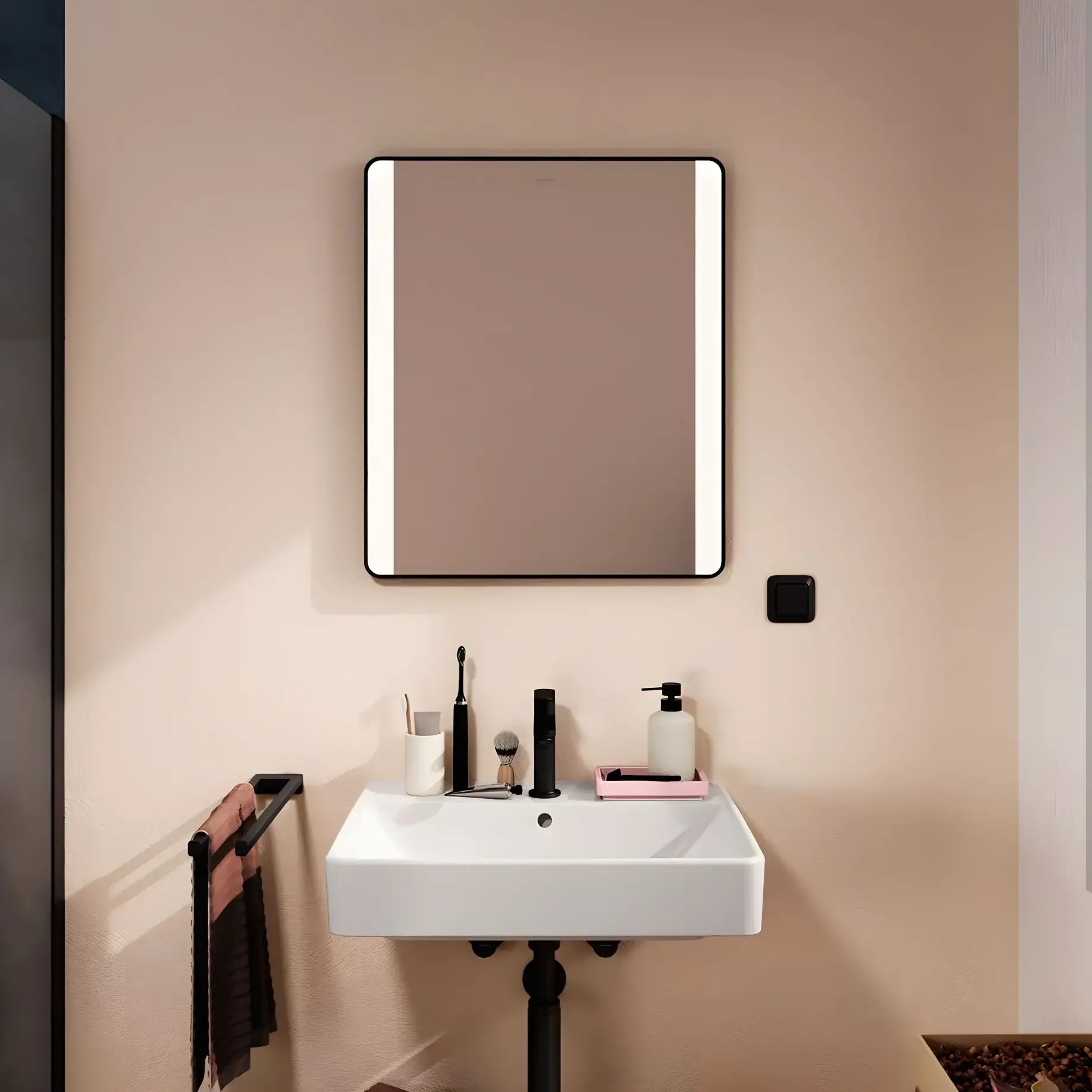 Дзеркало Xarita Lite Q Hansgrohe 54962670 Matt Black — вид спереду