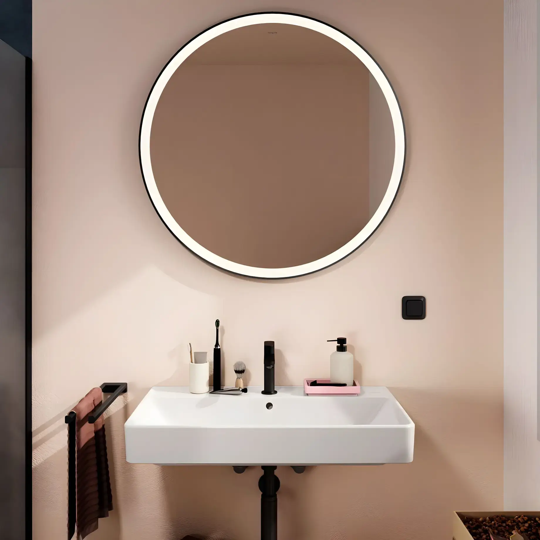 Дзеркало Xarita Lite S Hansgrohe 54967670 Matt Black — бічний ракурс