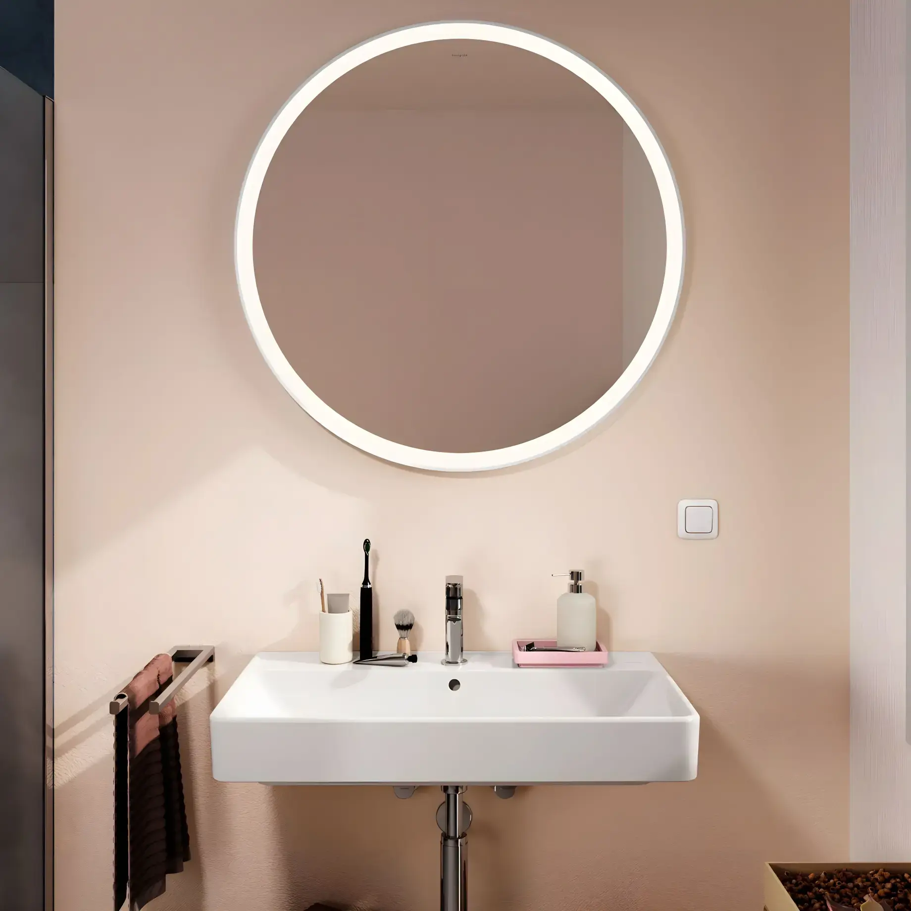 Дзеркало Xarita Lite S Hansgrohe 54967700 Matt White — бічний ракурс