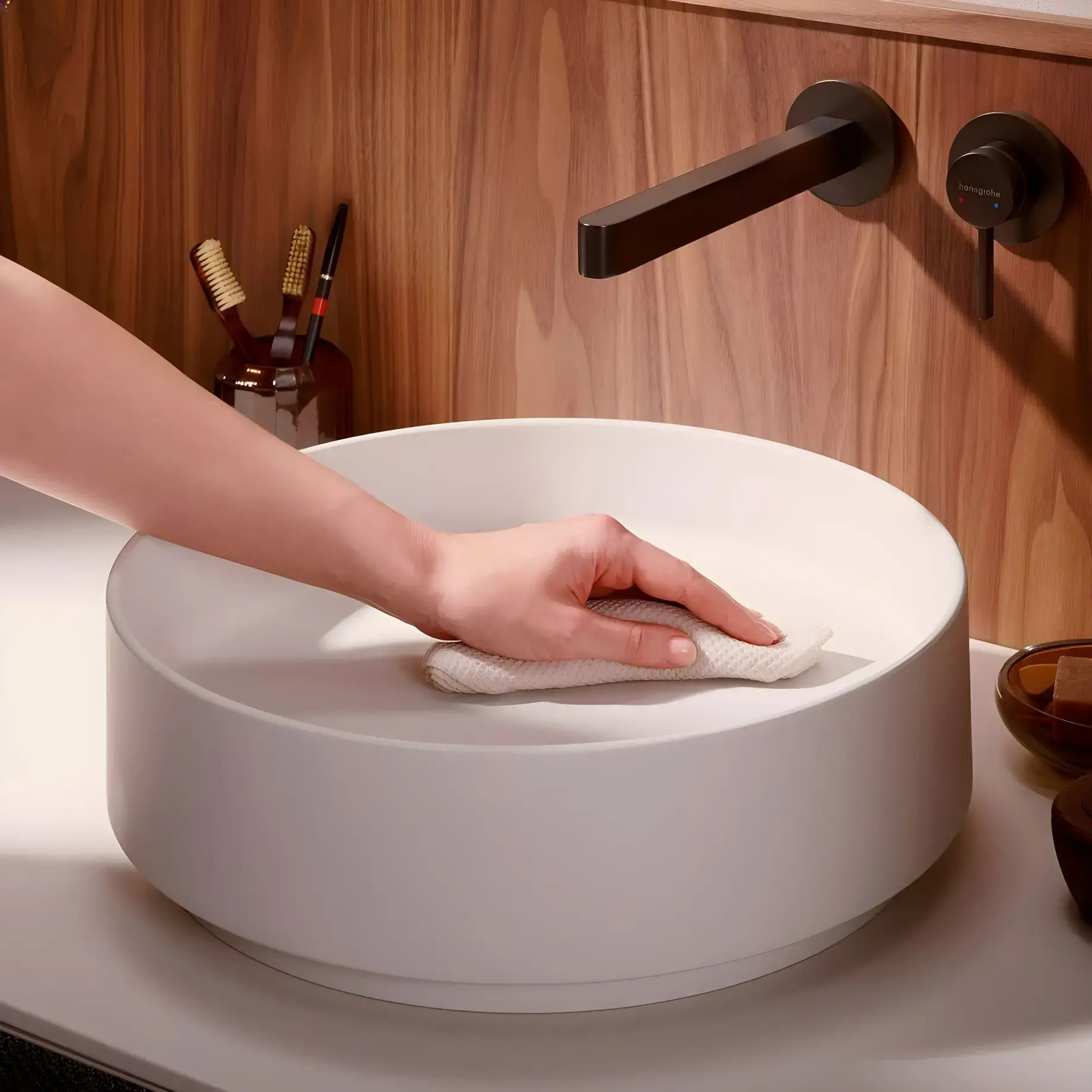 Умивальник Xuniva Evo S Hansgrohe 60323780 Sand Matt Beige — ракурс 3/4
