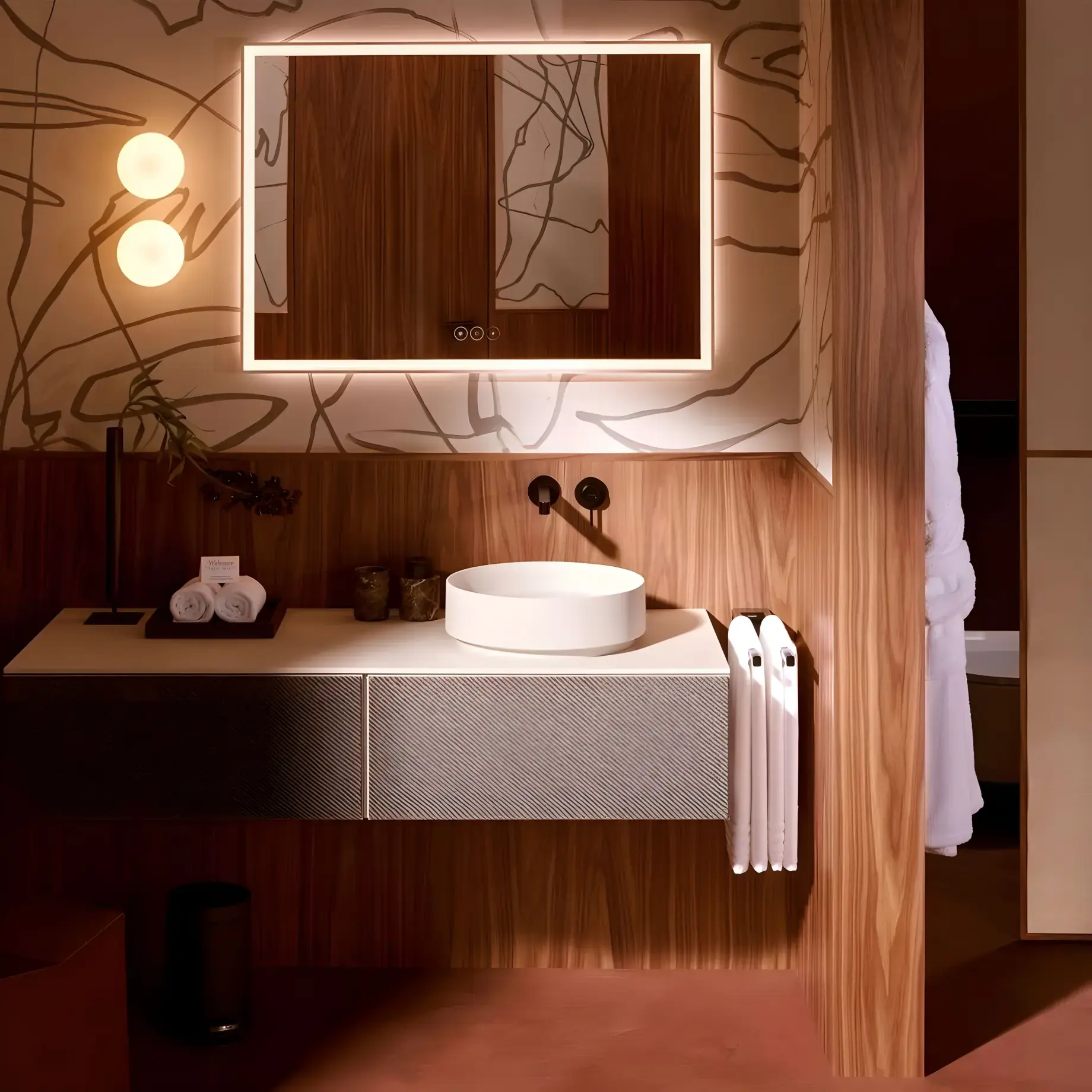 Умивальник Xuniva Evo S Hansgrohe 60323780 Sand Matt Beige — в інтерʼєрі ванної кімнати