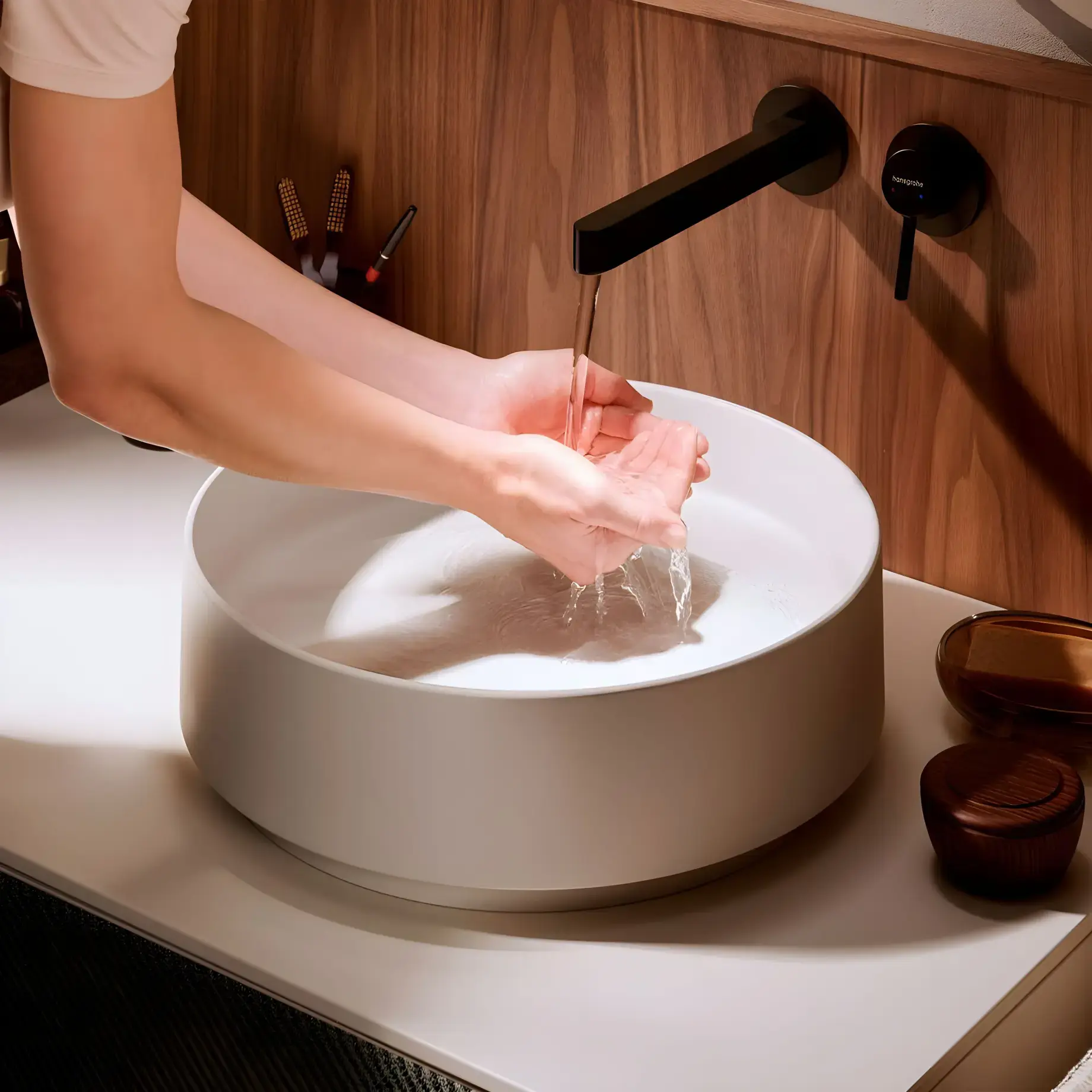 Умивальник Xuniva Evo S Hansgrohe 60323780 Sand Matt Beige — вид згори