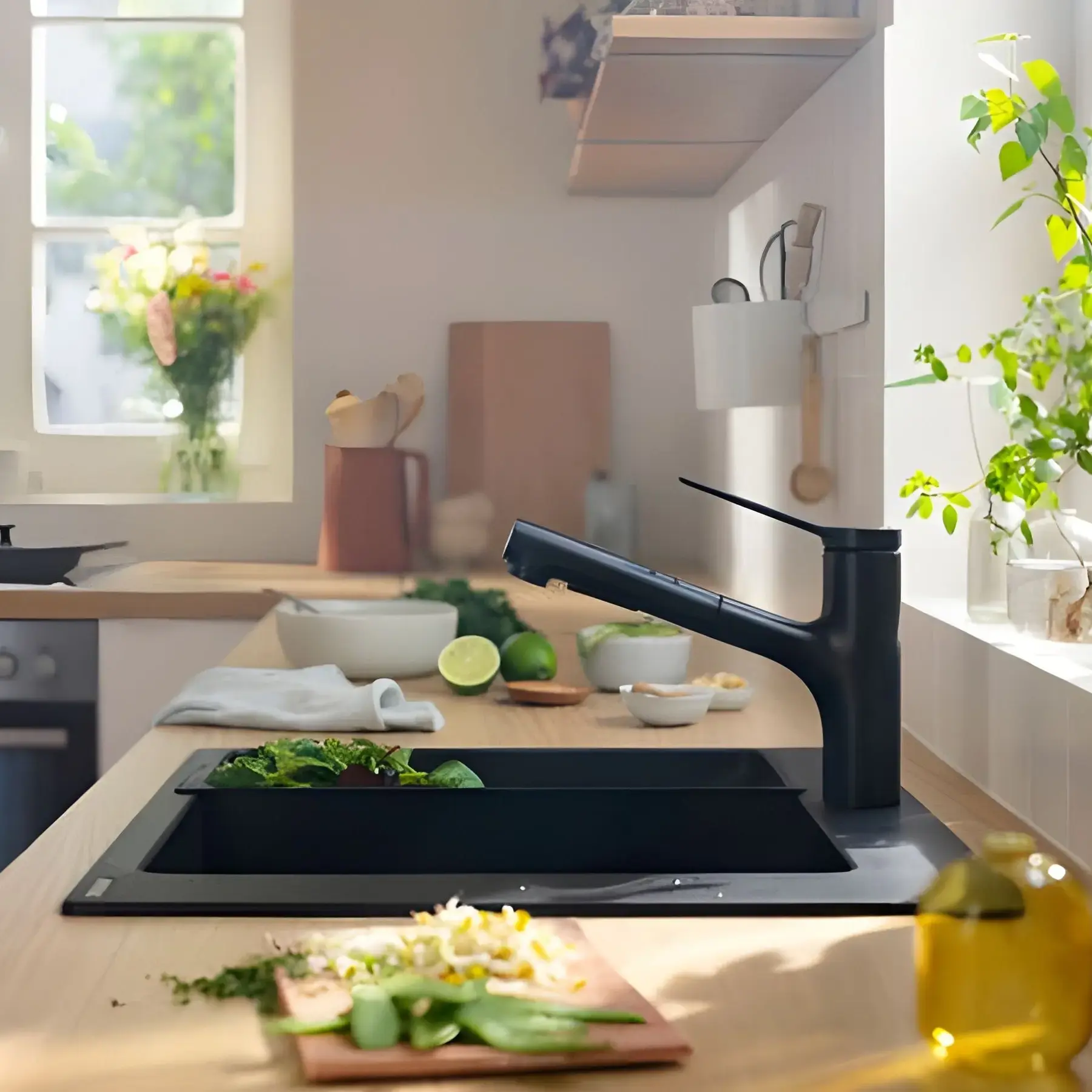 Змішувач для кухні Zesis M33 Hansgrohe 74803670 Matt Black — бічний ракурс