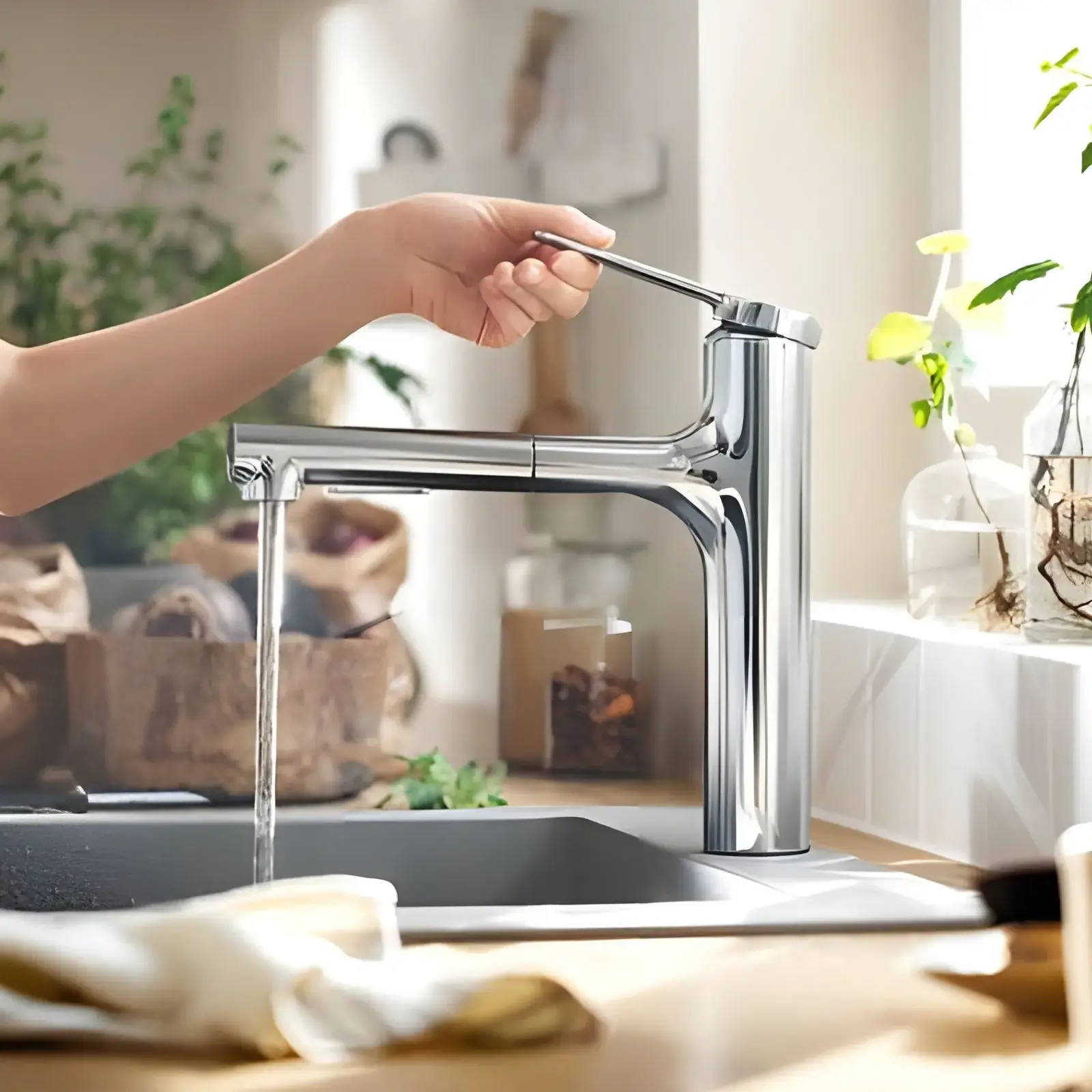 Змішувач для кухні Zesis M33 Hansgrohe 74823000 Chrome — бічний ракурс