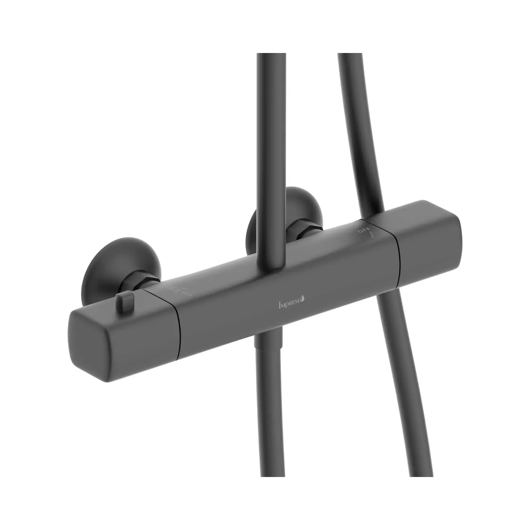 Душевая система с термостатом Bilovec Производитель t048S00910SR Matt Black Ø23 см — вид спереди