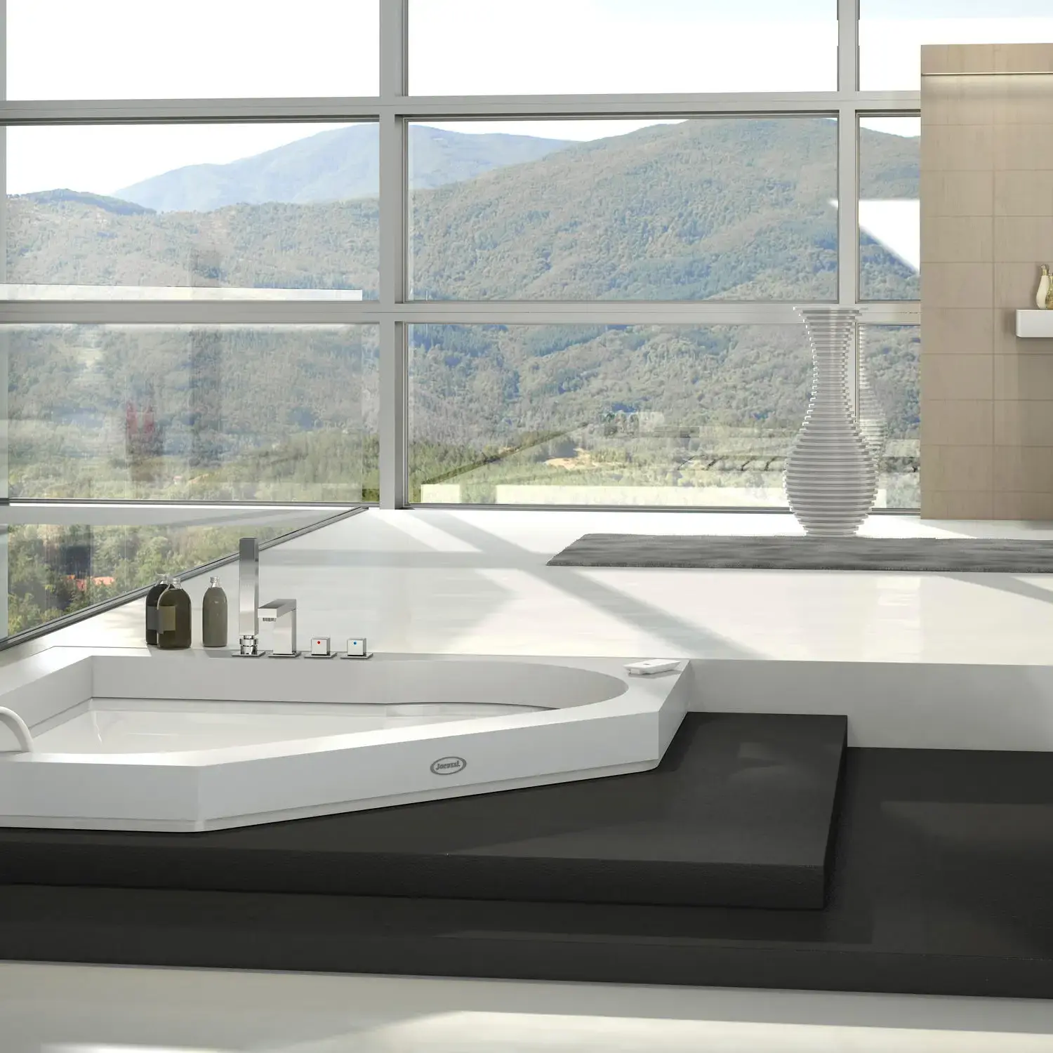 Ванна гідромасажна AURA CORNER CORIAN Jacuzzi AUR203K0A00+ 720206211 — вид спереду