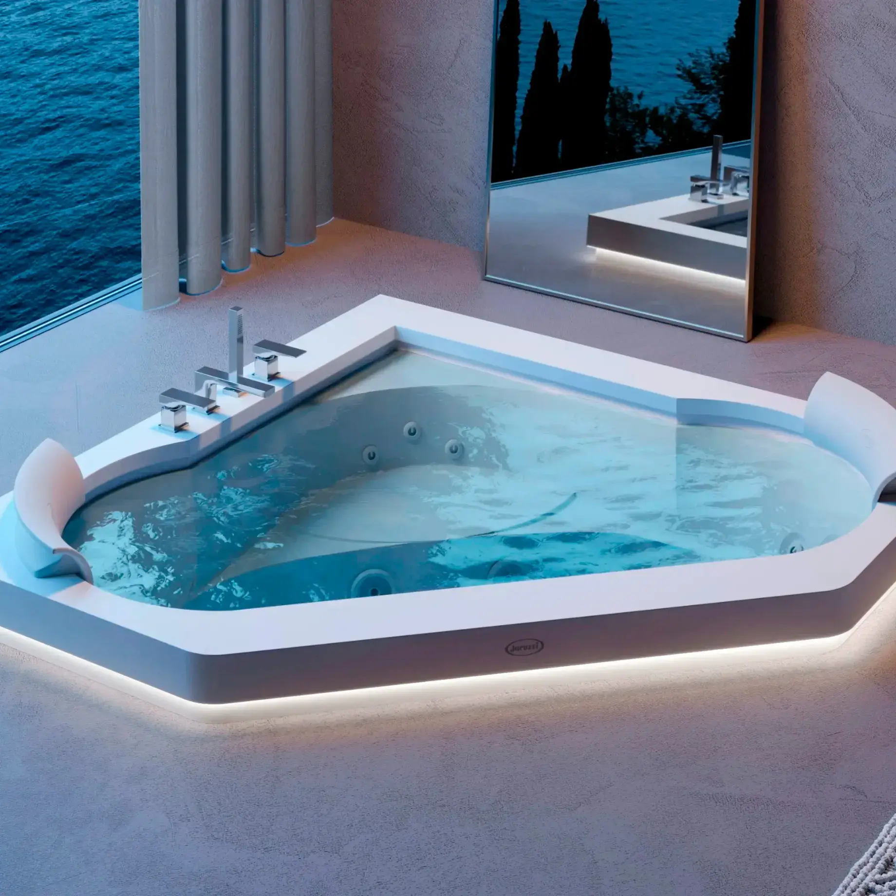 Ванна гідромасажна AURA CORNER CORIAN Jacuzzi AUR203K0A00+ 720206211 — вид згори