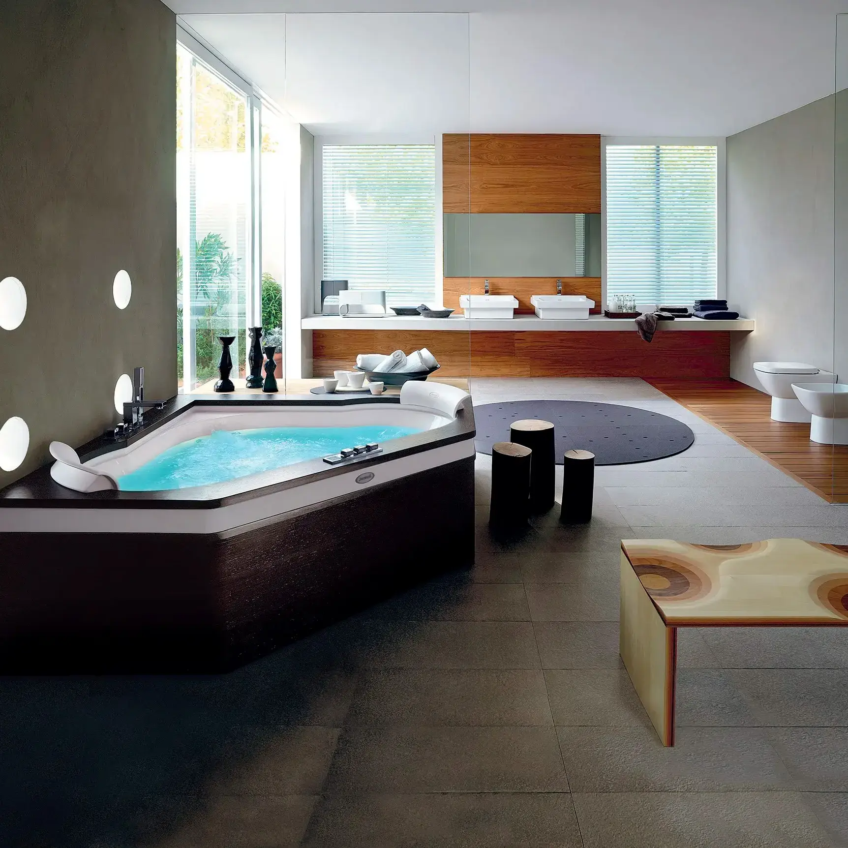 Ванна гідромасажна AURA  CORNER WOOD Jacuzzi AUR205K0A61 — бічний ракурс