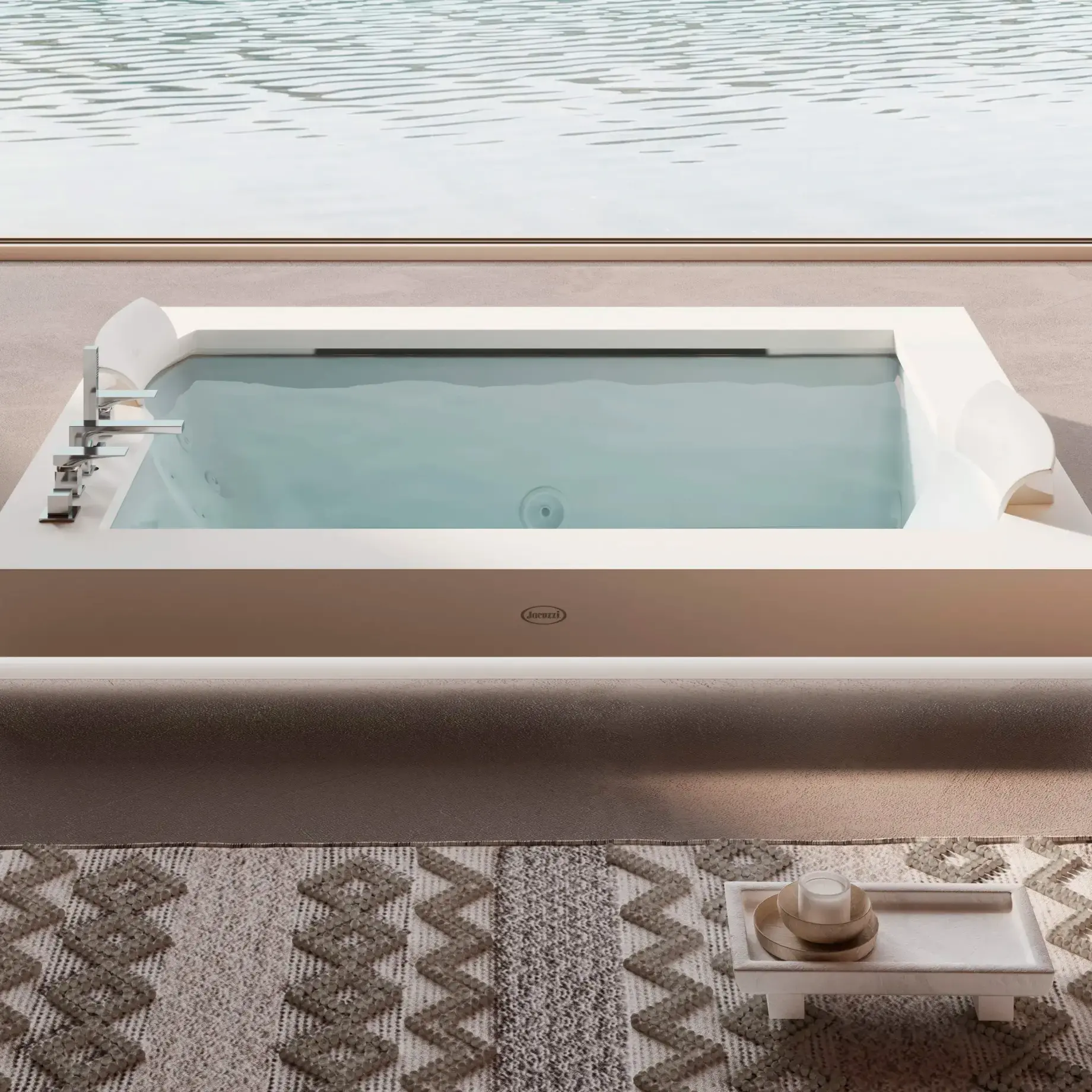 Ванна гідромасажна AURA PLUS CORIAN Jacuzzi AUR303K0A00+720206271 — бічний ракурс