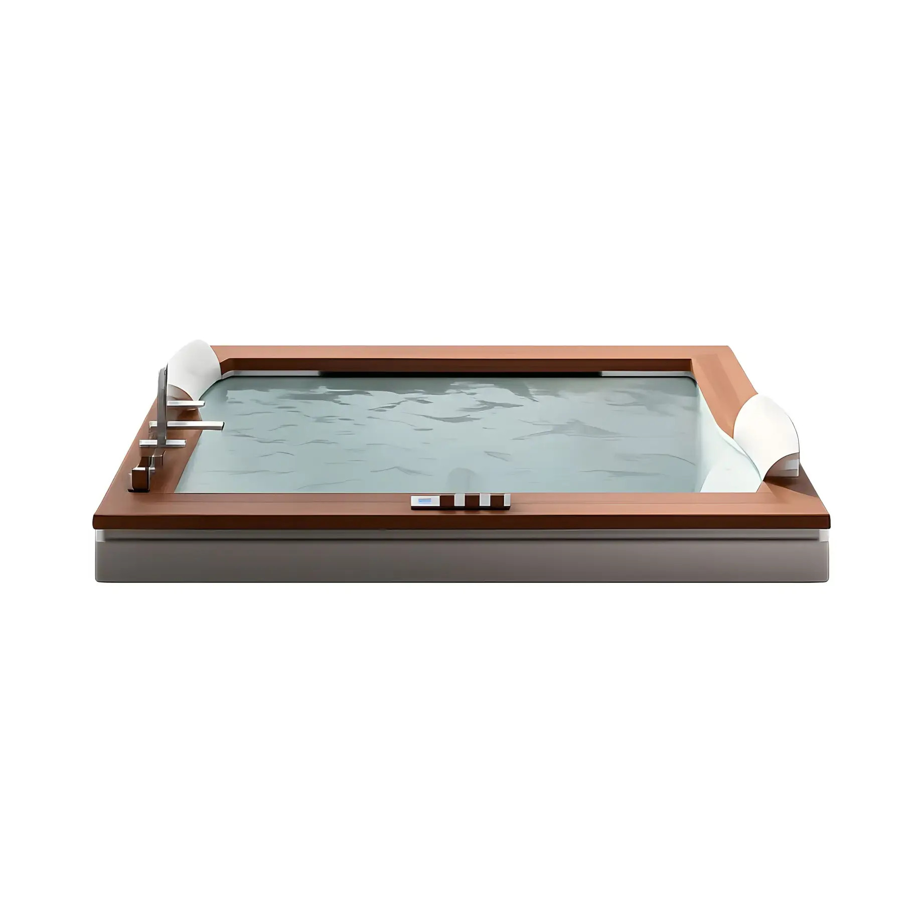 Ванна гідромасажна AURA PLUS WOOD Jacuzzi AUR304K0A00 Gloss White 180 х 150 см — вид на білому тлі