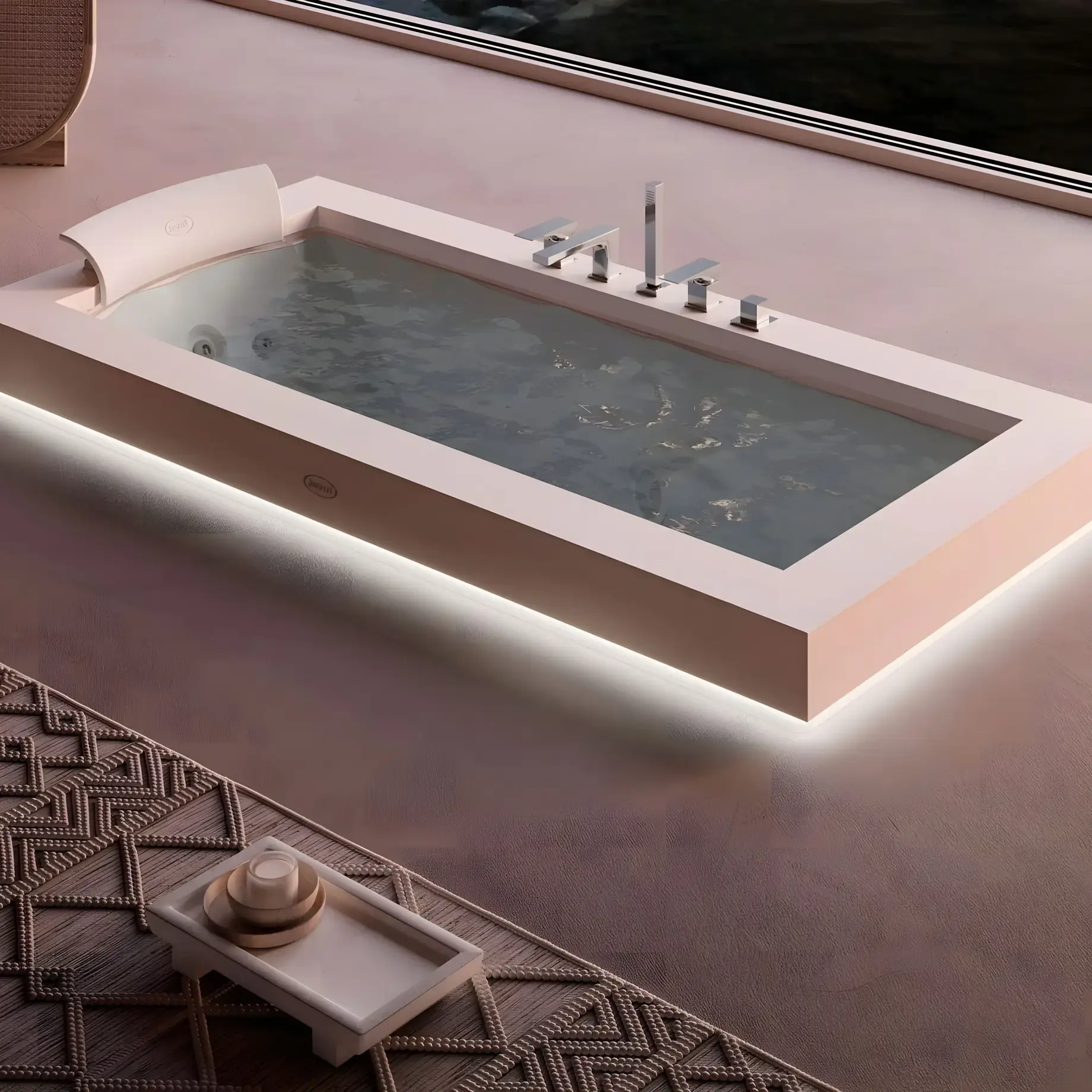 Ванна гідромасажна AURA UNO CORIAN Jacuzzi AUR103K0A00+720206301 — бічний ракурс