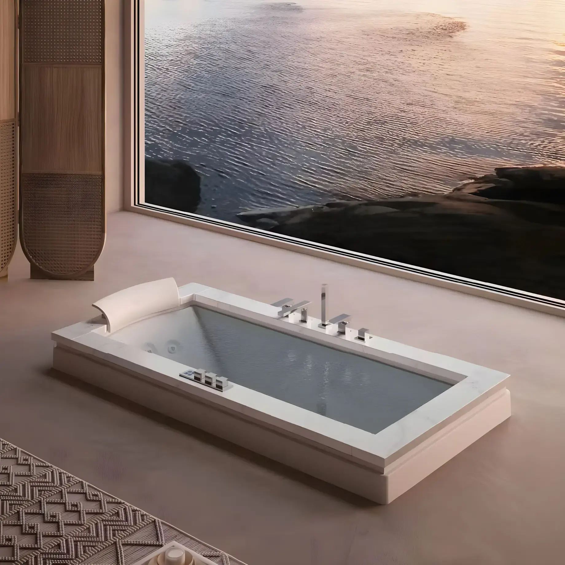 Ванна гідромасажна AURA UNO STONE Jacuzzi 9F43809A — вид спереду