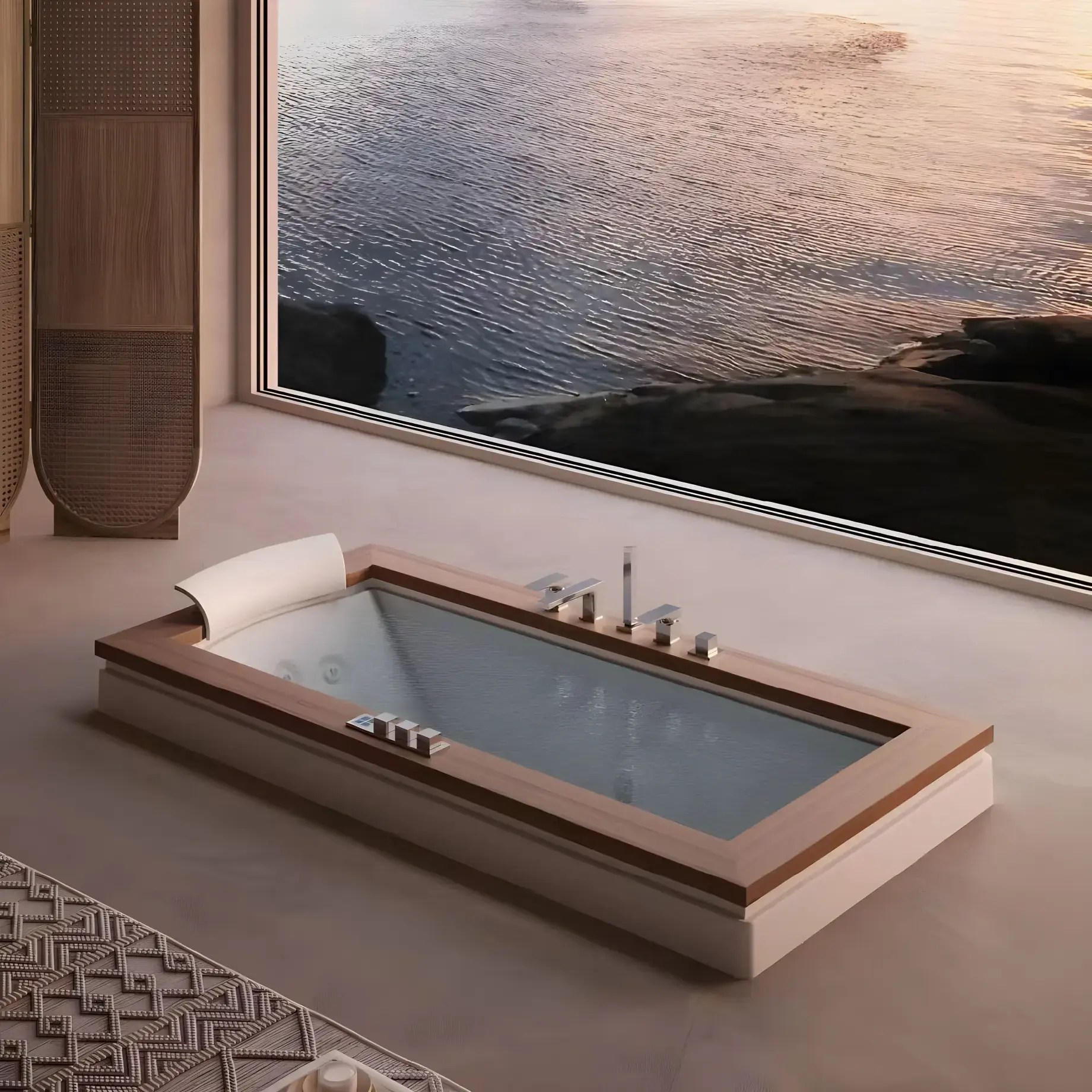 Ванна гідромасажна AURA UNO WOOD Jacuzzi AUR104J0A00 — вид спереду